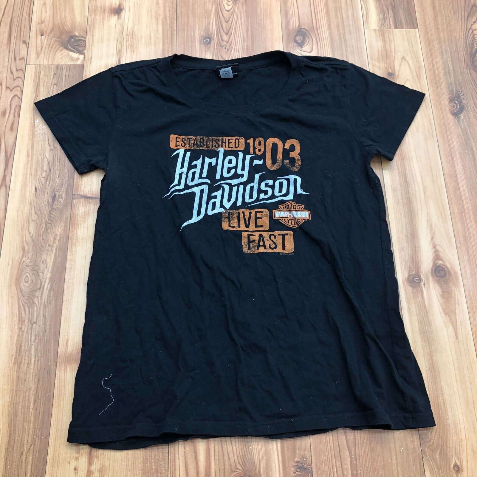 Harley Davidson Black Short Sleeve Live East Crew Neck T-Shirt Women's L