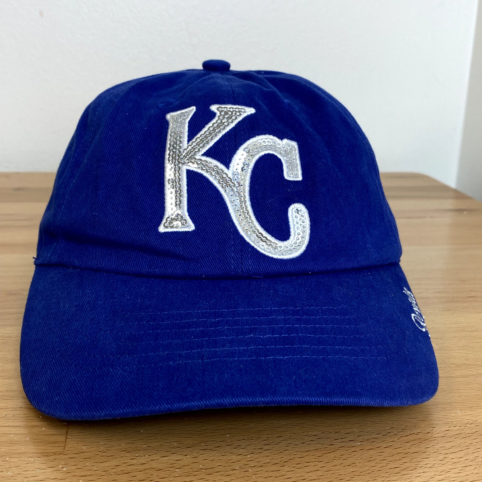 '47 Brand Blue Kansas City Royals Bedazzled Logo Baseball Cap Women One Size Fit