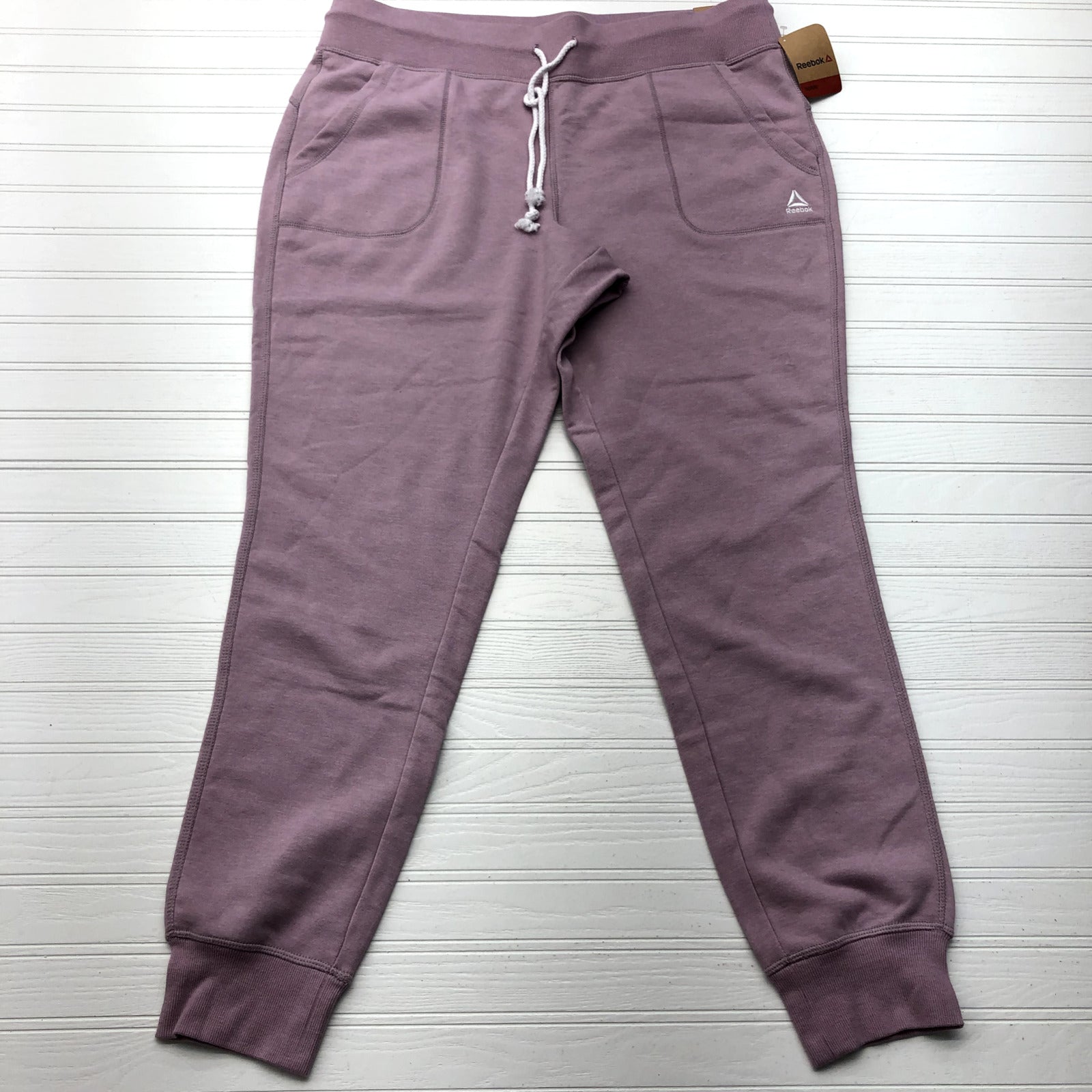 NEW Reebok Purple Flat Chino Double Pocket Cuffed Sweatpants Women's Size XL
