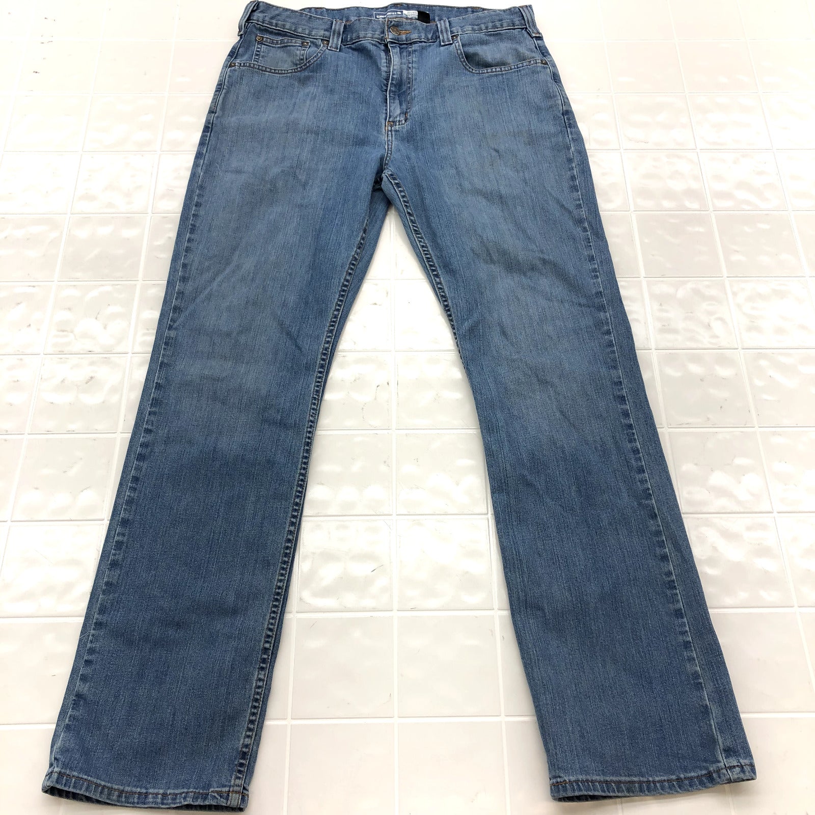 Carhartt Blue Denim Flat Front Chino Straight Regular Jeans Adult Size 36X34