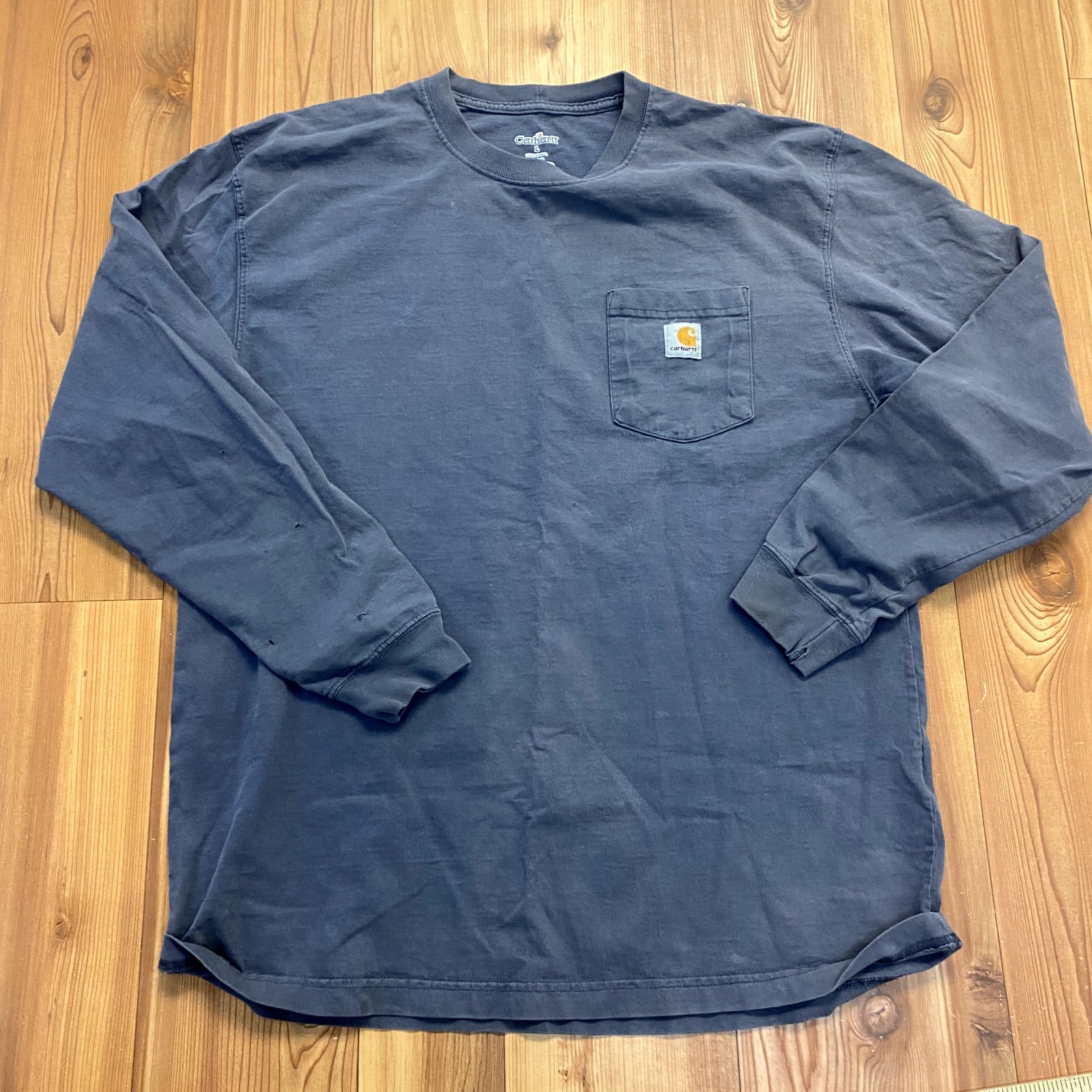 Carhartt Gray Cotton Long Sleeve Regular Fit Side Pocket T-Shirt Adult Size L