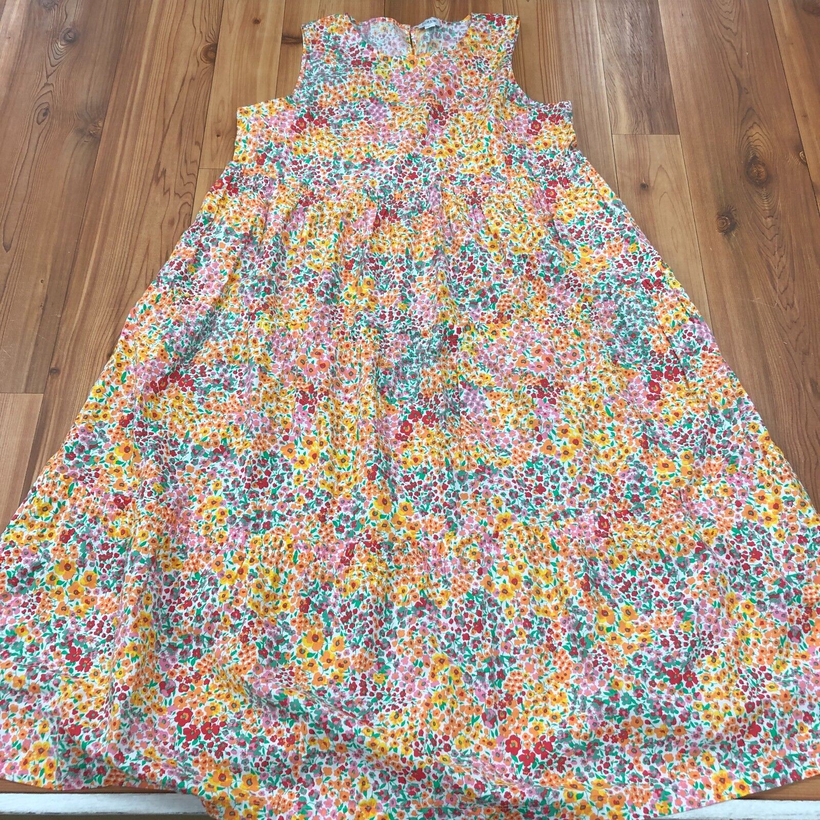 J.Crew Multicolor Floral Sleeveless Pleated Big A-line Style Dress Women Size 14