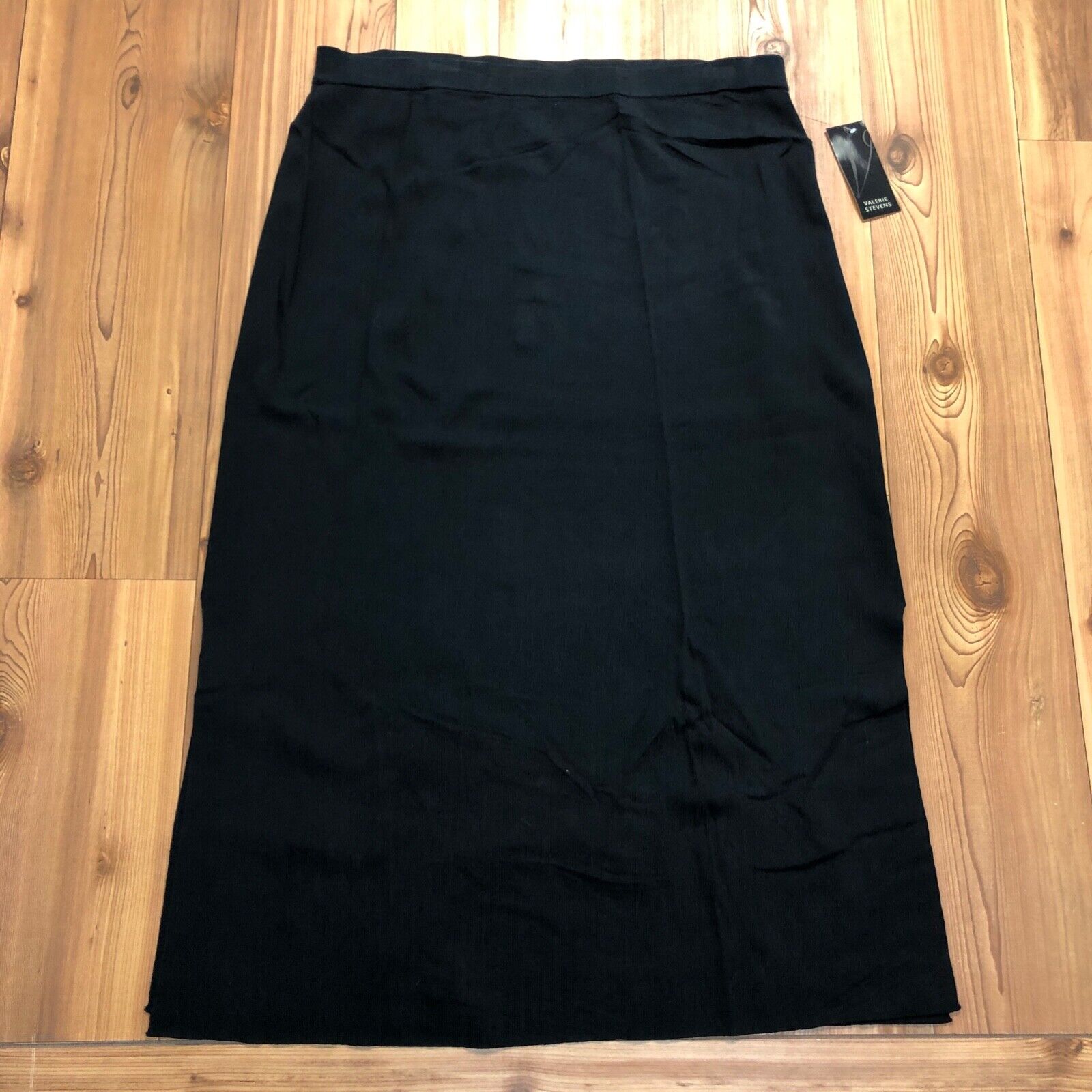 Valerie Stevens Black Rayon Slit Sides Elastic Waist Skirt Women's Size 2XL