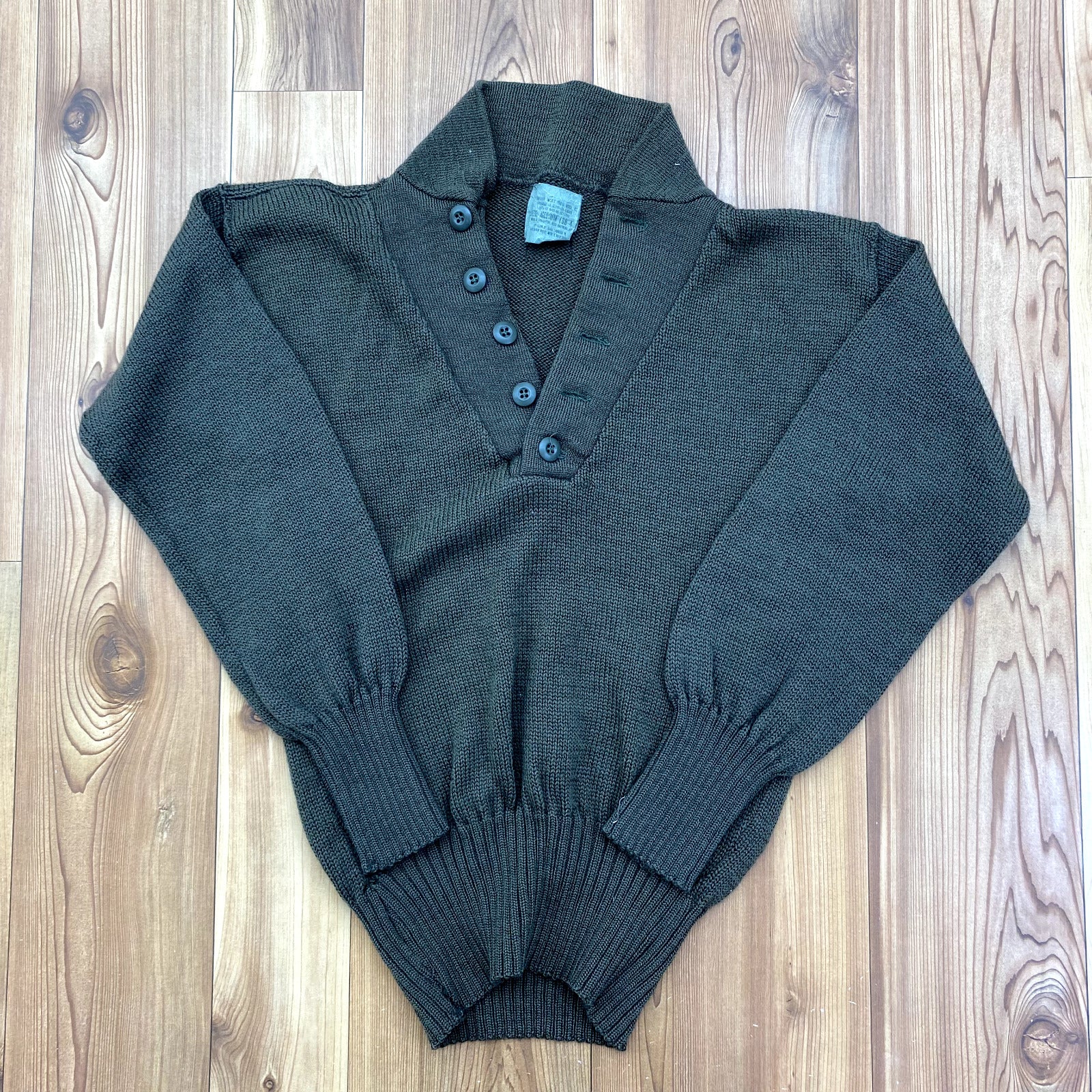 Vintage SEBO Knitwear Brown 100% Wool 5-Button Uniform Sweater Men's M Reg