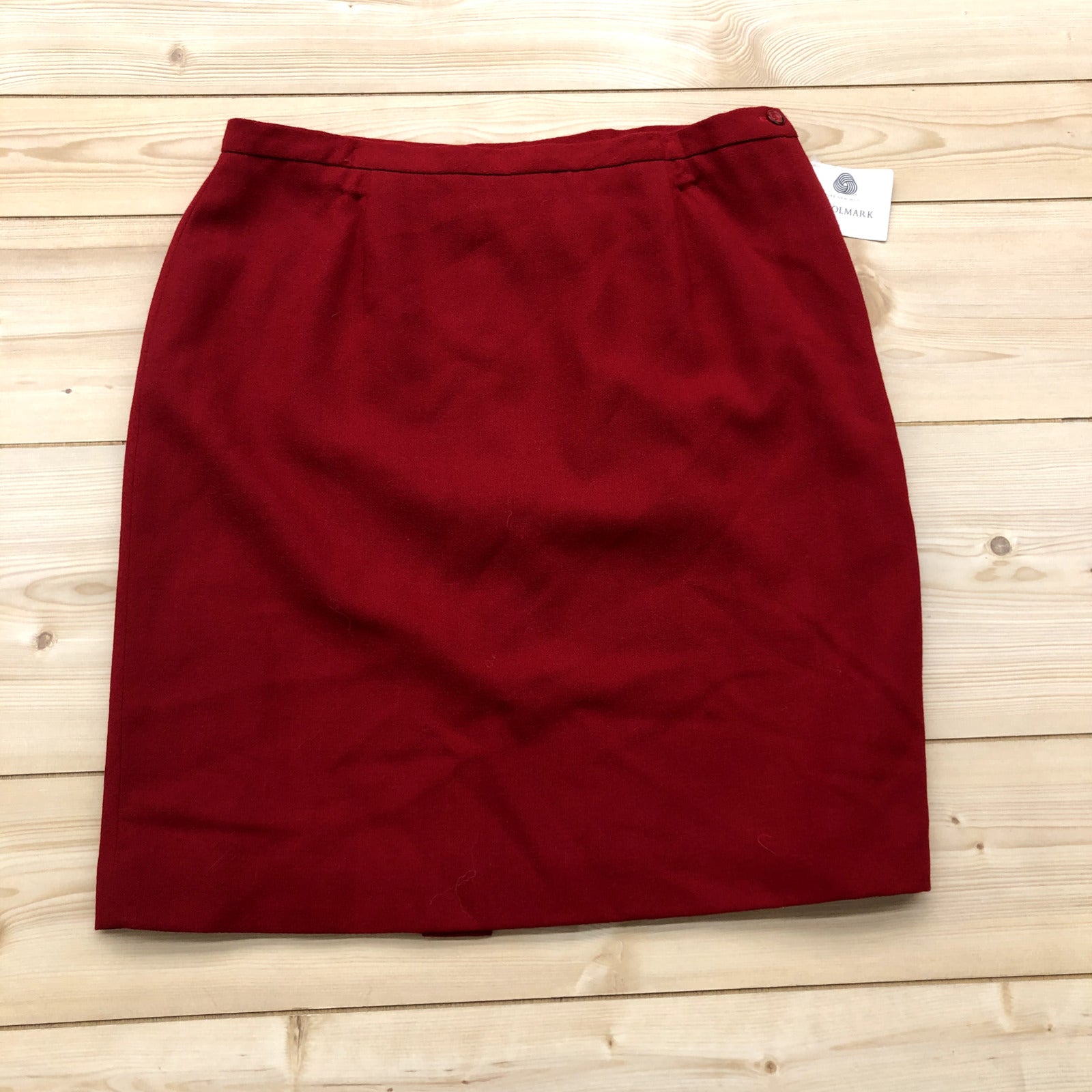 NEW Vintage Jones New York Red Lined Wool Short Pencil Skirt Women's Size 16