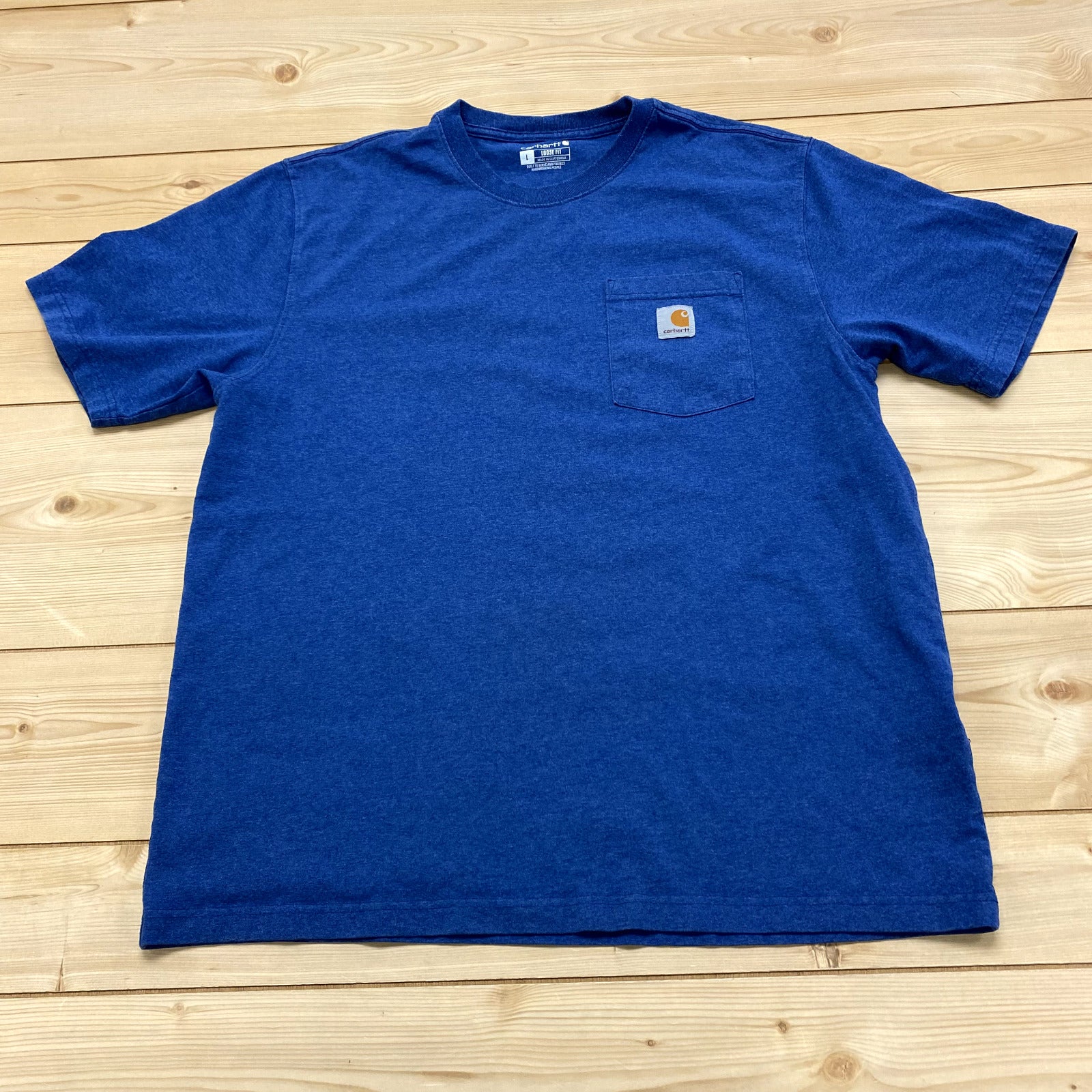 Carhartt Loose Fit Blue Single Breast Pocket Short Sleeve T-Shirt Adult Size L