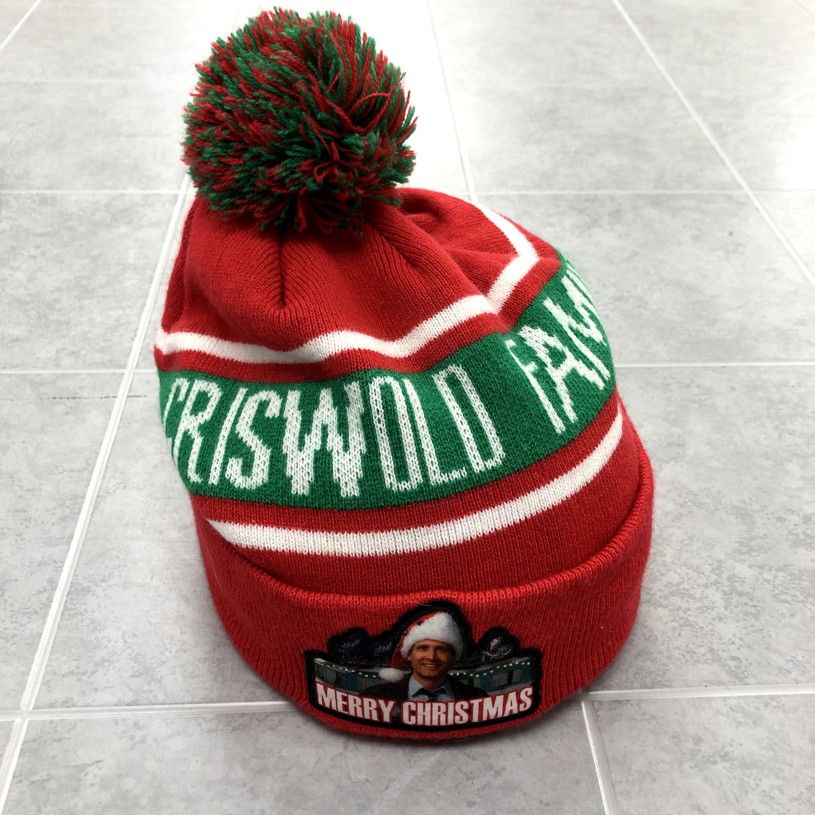 National Lampoon Red Knit Graphic Griswold Christmas Beanie Adult One Size
