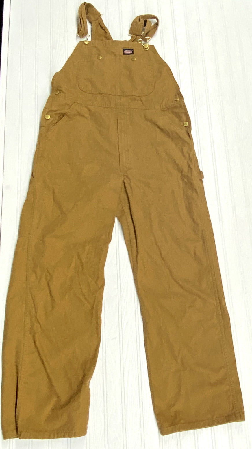 Dickies Classic Bib Workwear Tan Khaki Overalls No Sleeve Men Size 32 X 32