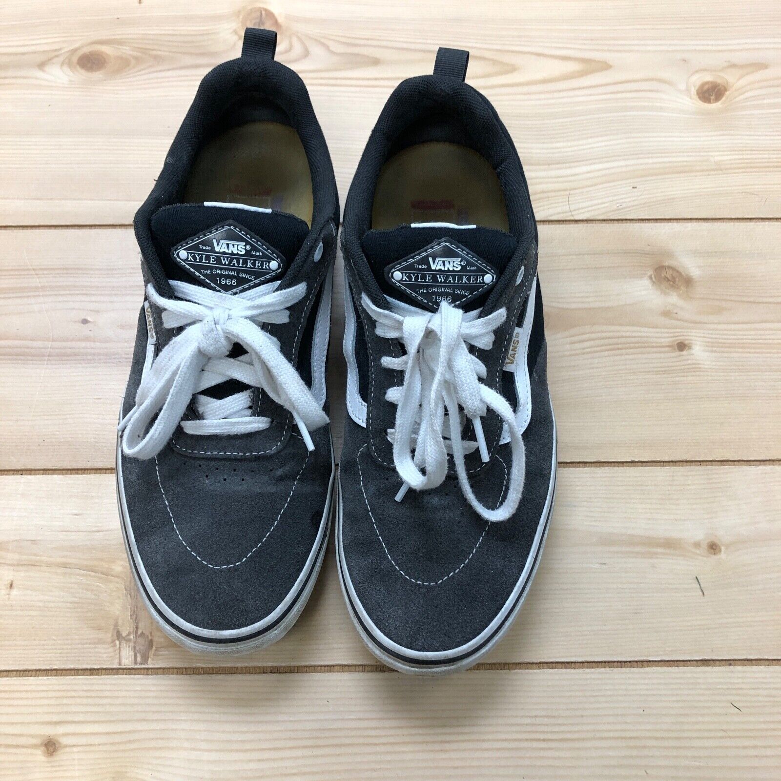 Vans Black Gray Suede Kyle Walker Pop Cush Lace Up Skate Shoes Men's Size 11
