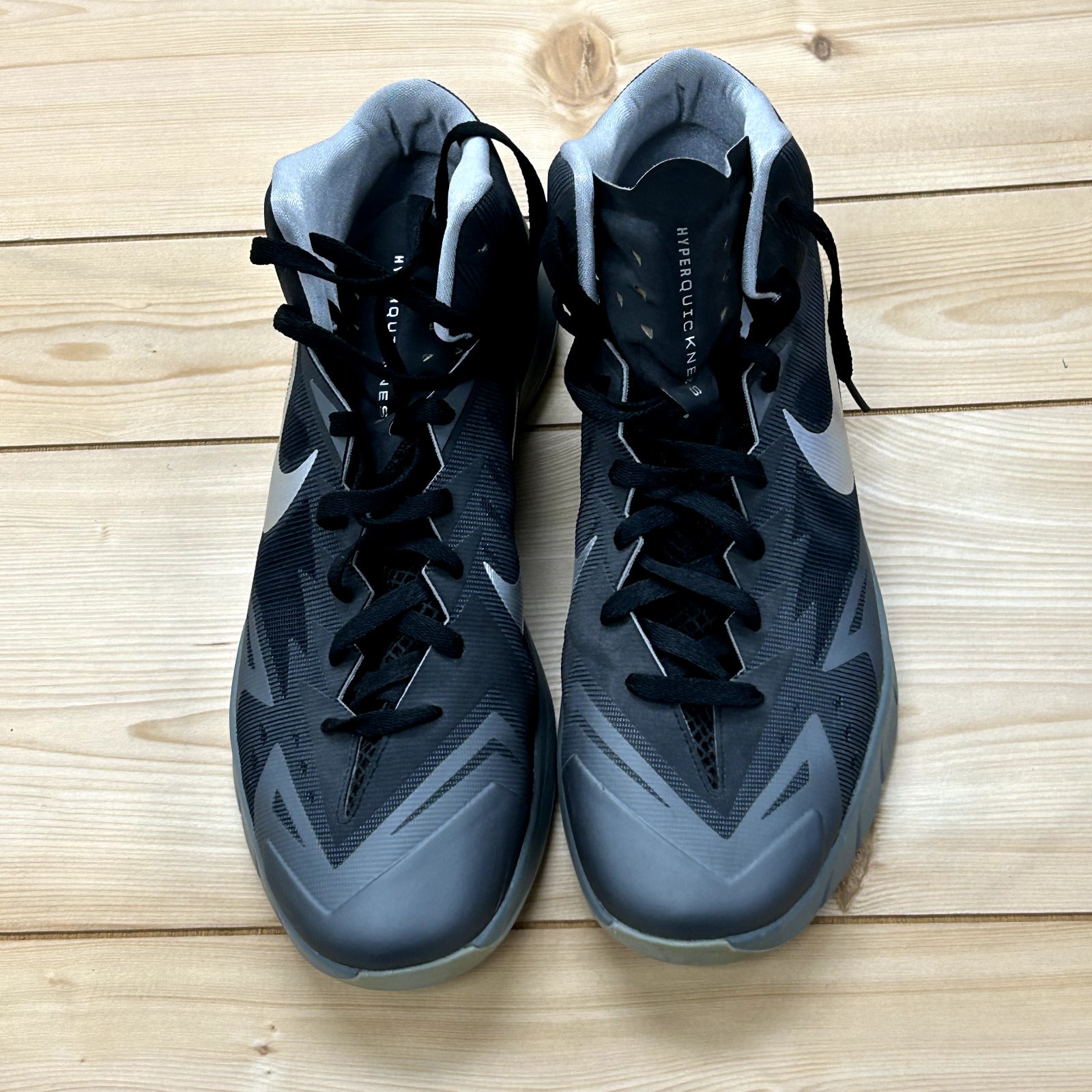 Nike Lunar Hyperquickness Shoes Black Metallic Silver Mens Size 13 652777