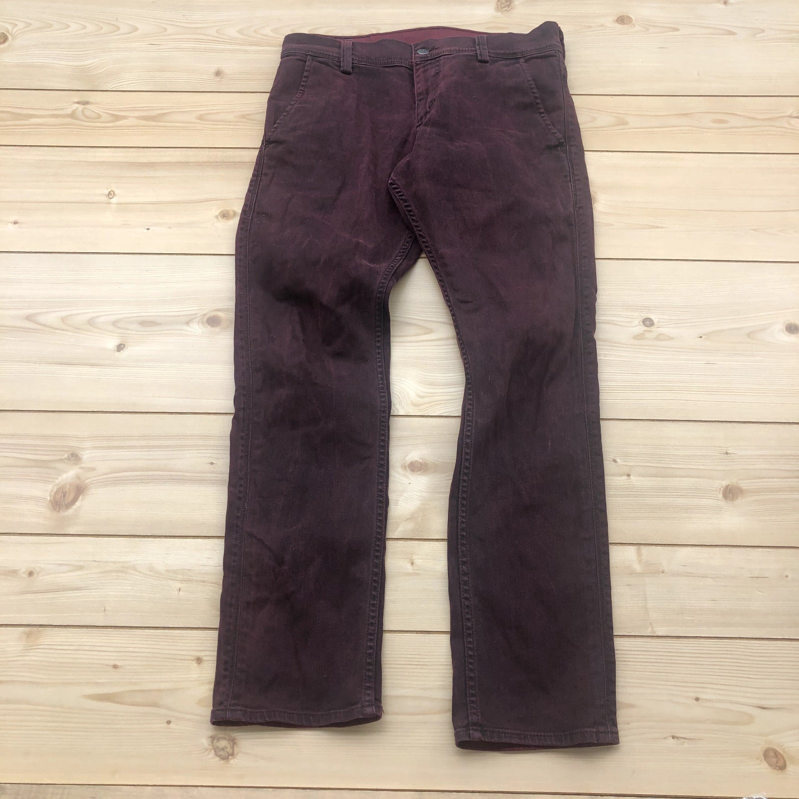 Levi Purple Denim Logo Flat Front Slash Pockets Jeans Womens Size 32W x 30L