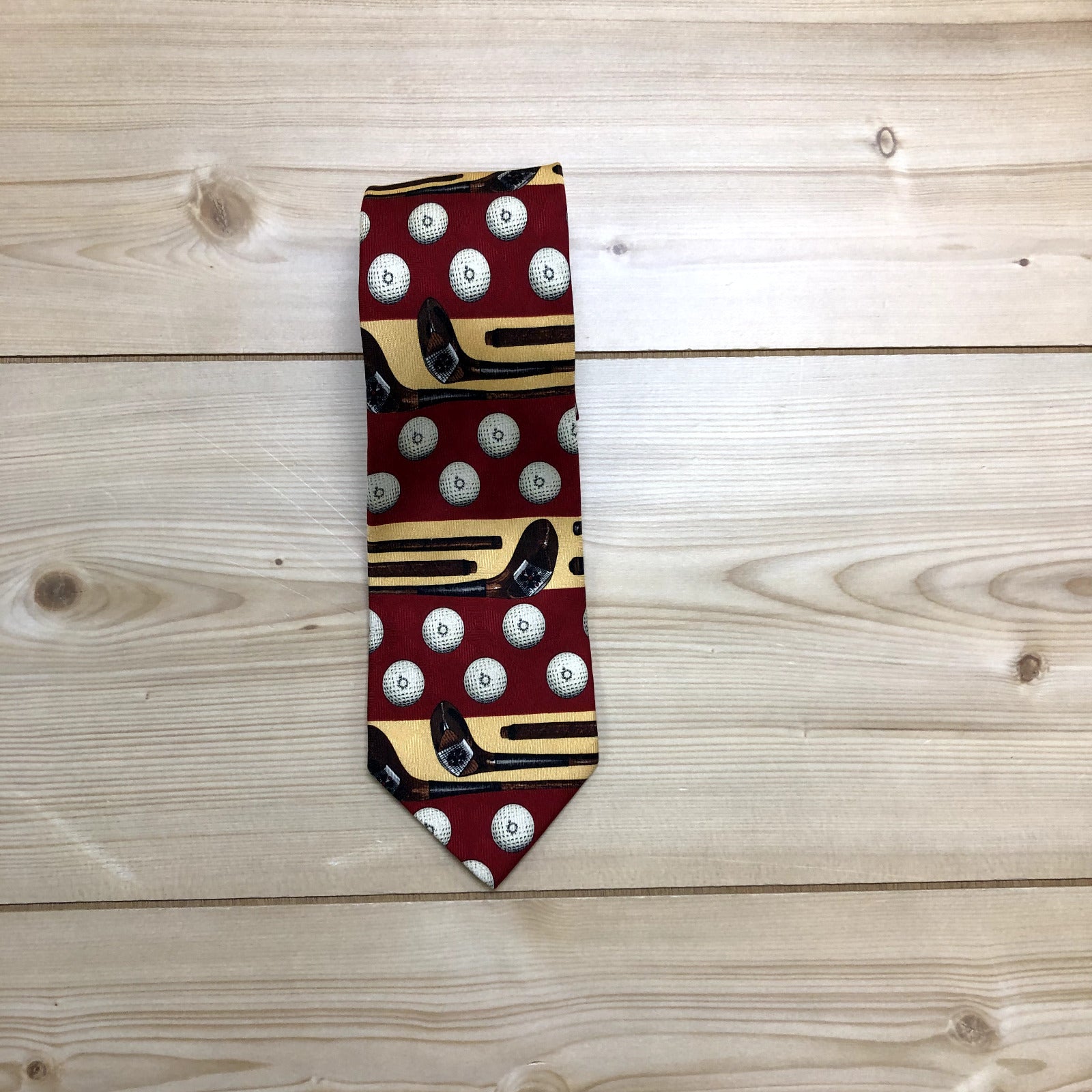 Lands' End Red Graphic Regular Silk Pointed Neck Tie Mens One Size Fits All