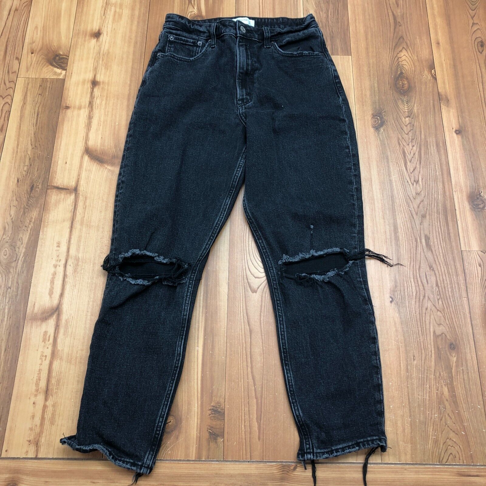 Abercrombie & Fitch Black High Rise Curve Love Denim Mom Jeans Womens Size 27 4R