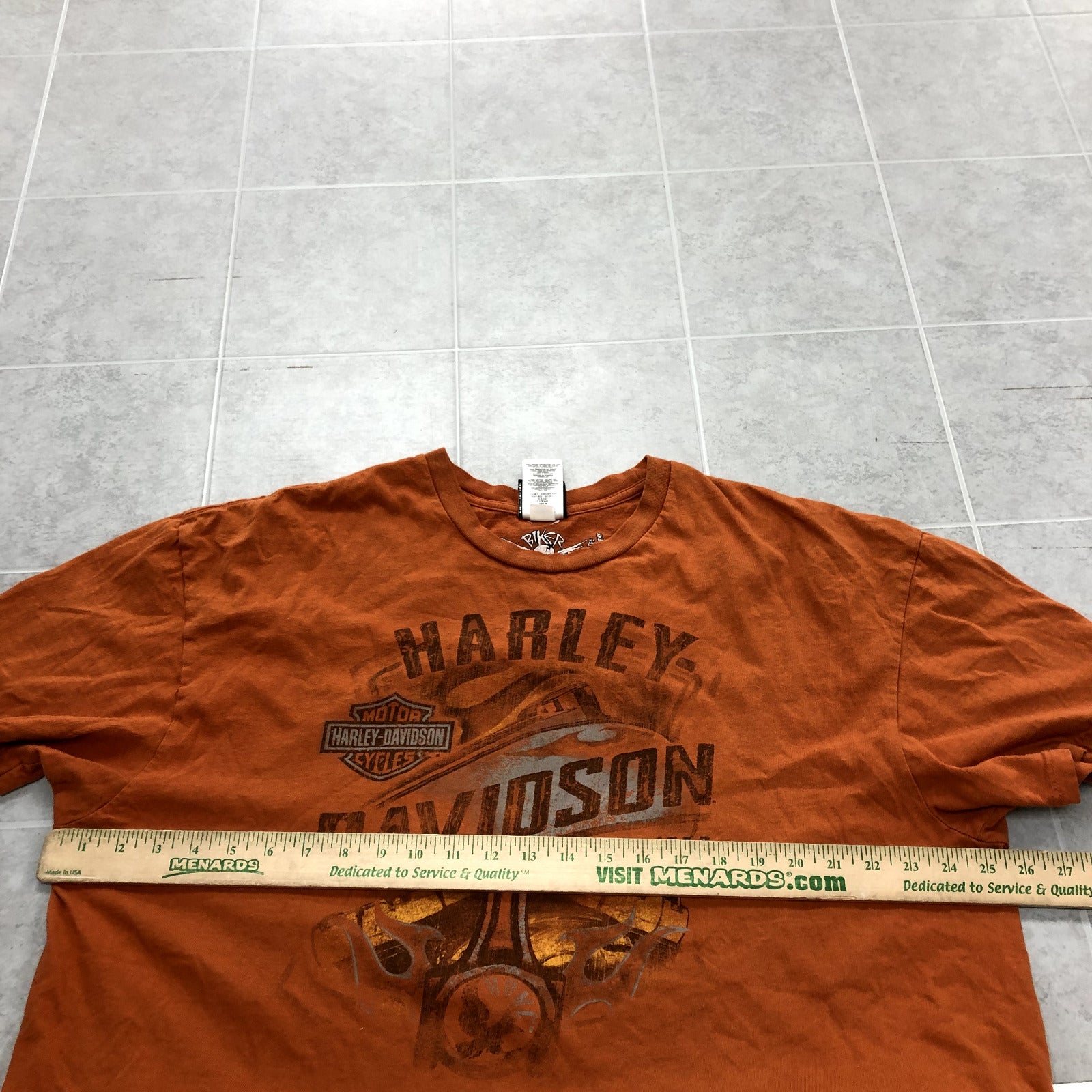 Harley Davidson Orange Short Sleeve Crew Graphic LOGO T-shirt Adult Size 2XL