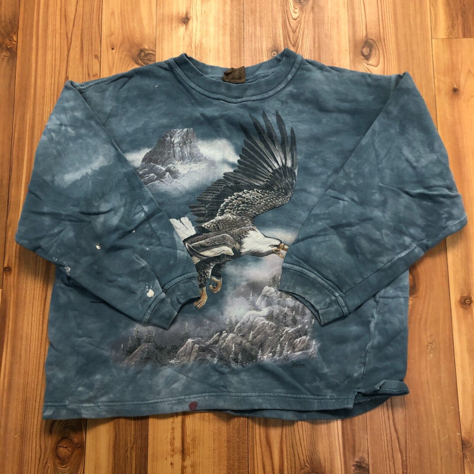 The Mountain Blue Eagle Pullover Long Sleeve Cotton Blend Sweatshirt Adult L