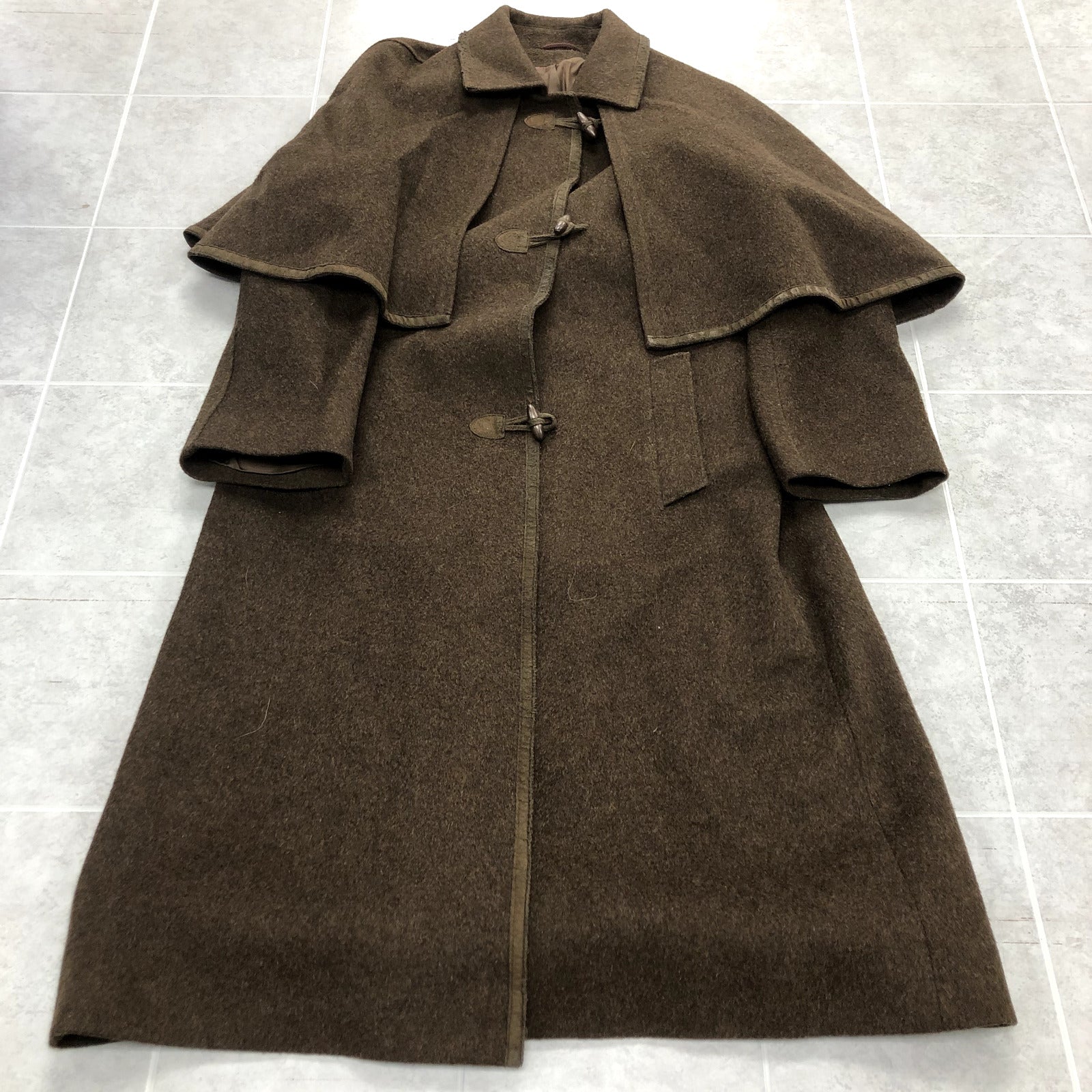 Vintage Fordan Pischl Brown Wool Lined SB Rain Overcoat Adult Size 36