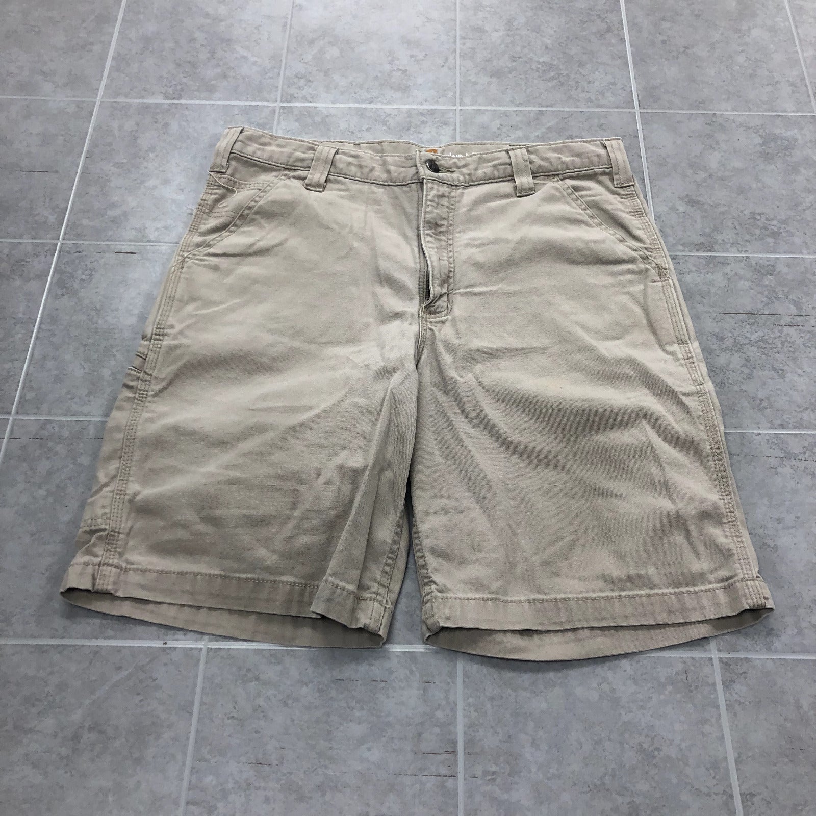 Carhartt Beige Straight legged Mid-Rise Flat Front Cargo Shorts Adult Size 34