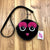 Luv Betsey Black & Pink Velvet Cathy Kitch Furry Canteen Round Crossbody Bag