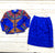Vintage Papell Blue 2 Piece Shoulder Pads Blazer/Skirt Silk Women's Size 12