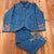 Vintage Denim & Company Blue Denim Red Floral Jean Jacket Set Women Size M