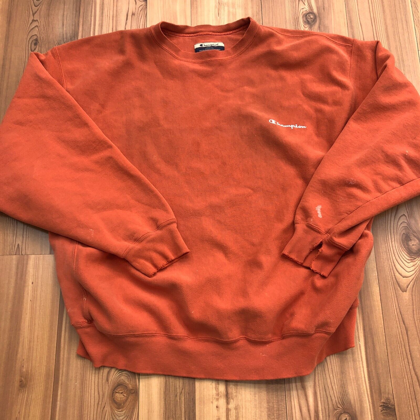 Vintage Champion Orange Heavyweight Classic Sweater Adult Size 3XL
