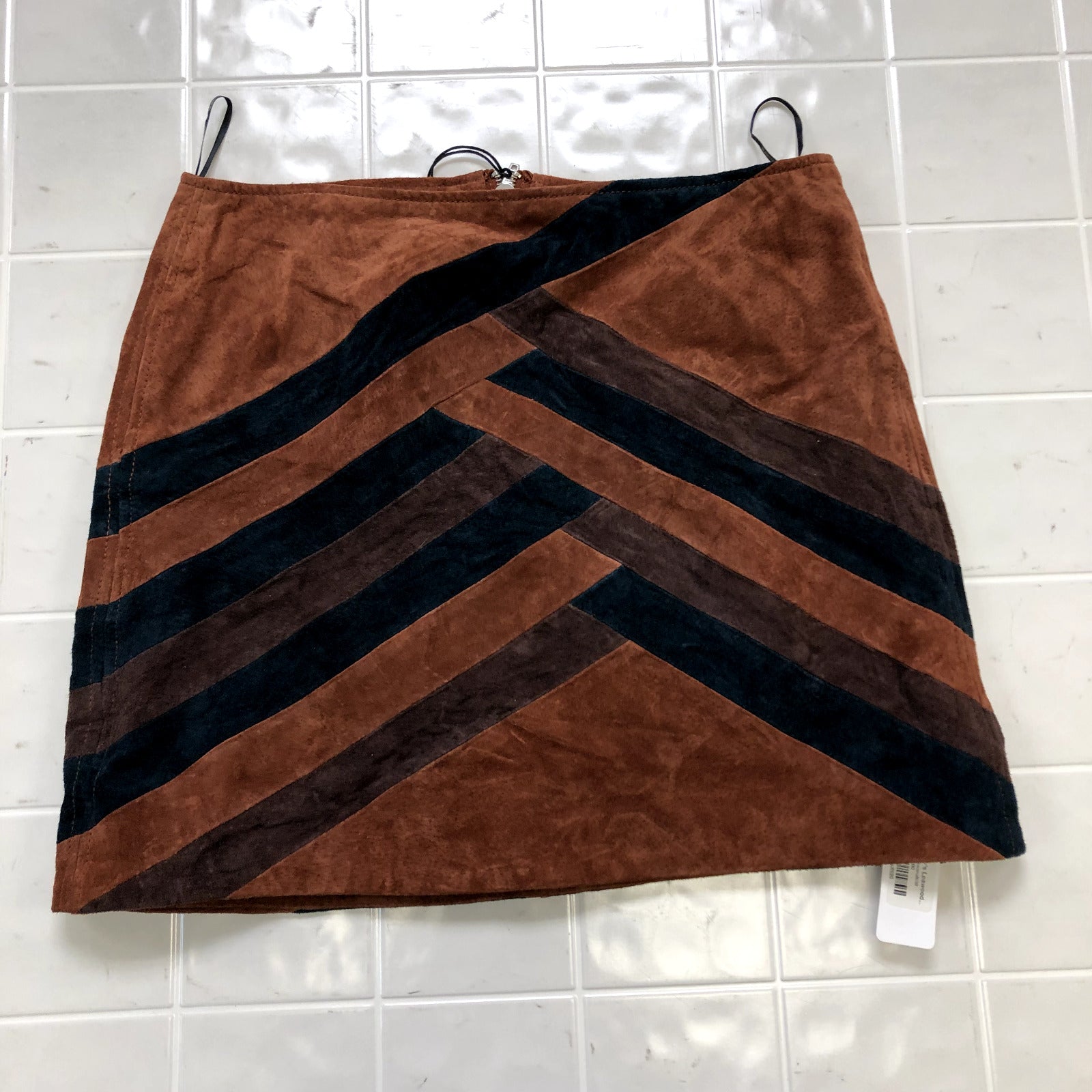 NEW Blank Nyc Brown Lined Multicolor Short Leather Skirt Women's Size 30