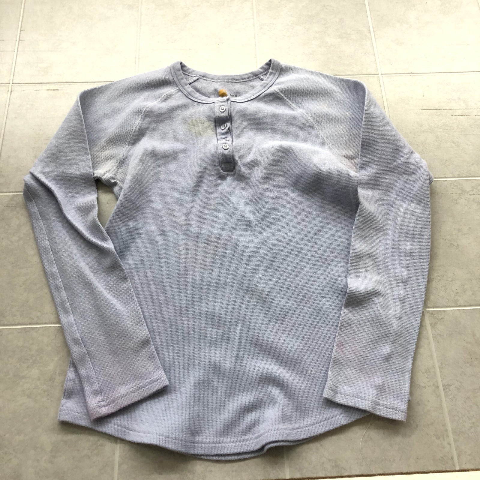 Carhartt Blue Long Sleeve 1/4 Button Up Round Neck T-shirt Womens Size S