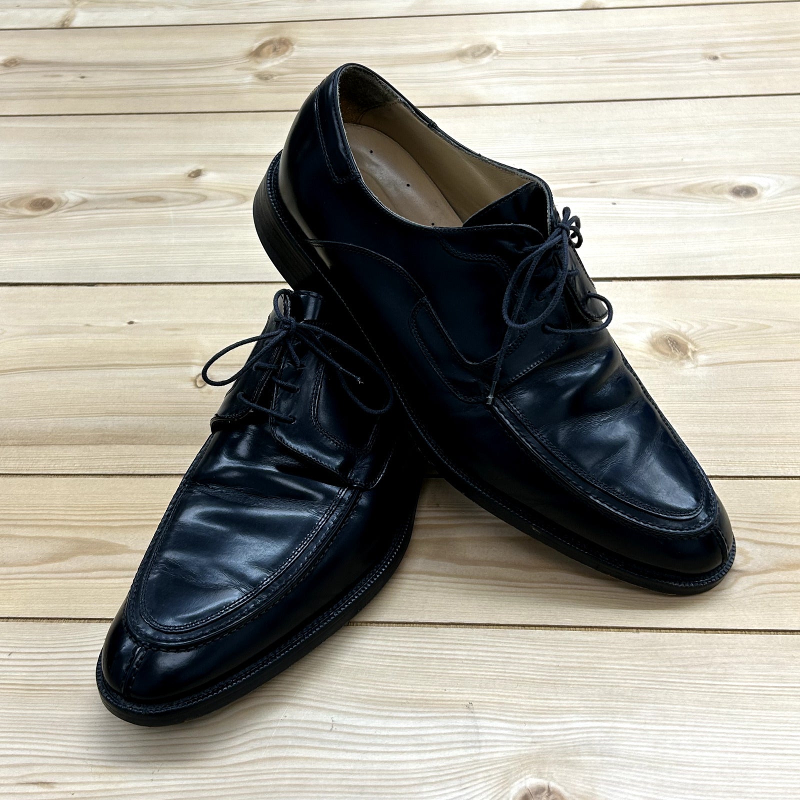 Johnston & Murphy Signature Series Black Derby Dress Shoes Size 11 Made in Italy