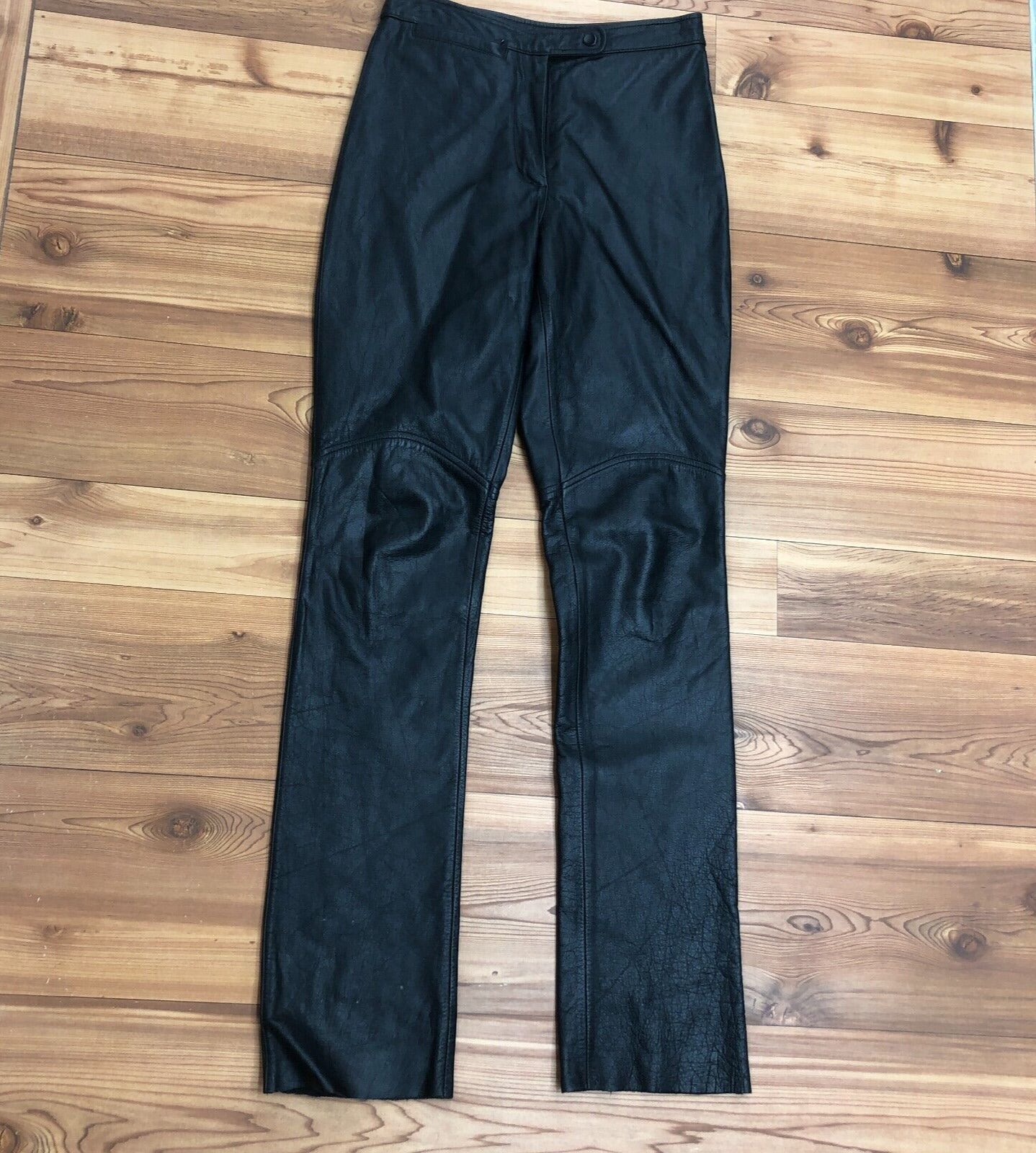 VINTAGE Wilson's Leather Maxima Black Moto Lined Pocket Snap Pants Womens Size 4