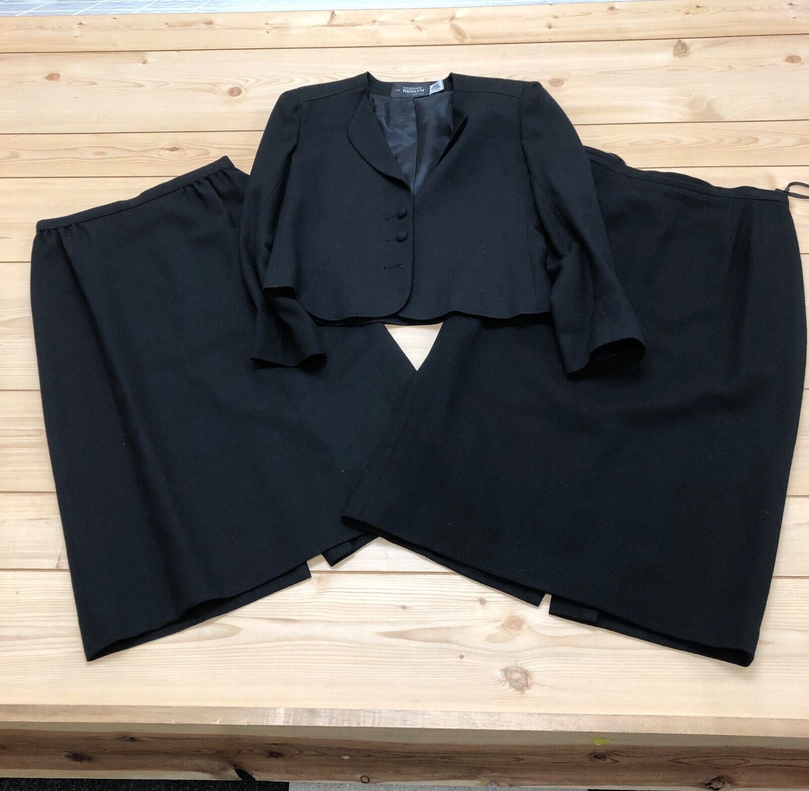 ER Gerard for Renlyn Black 3Pc Long Sleeve Blazer/Skirt Suit Womens Size 4