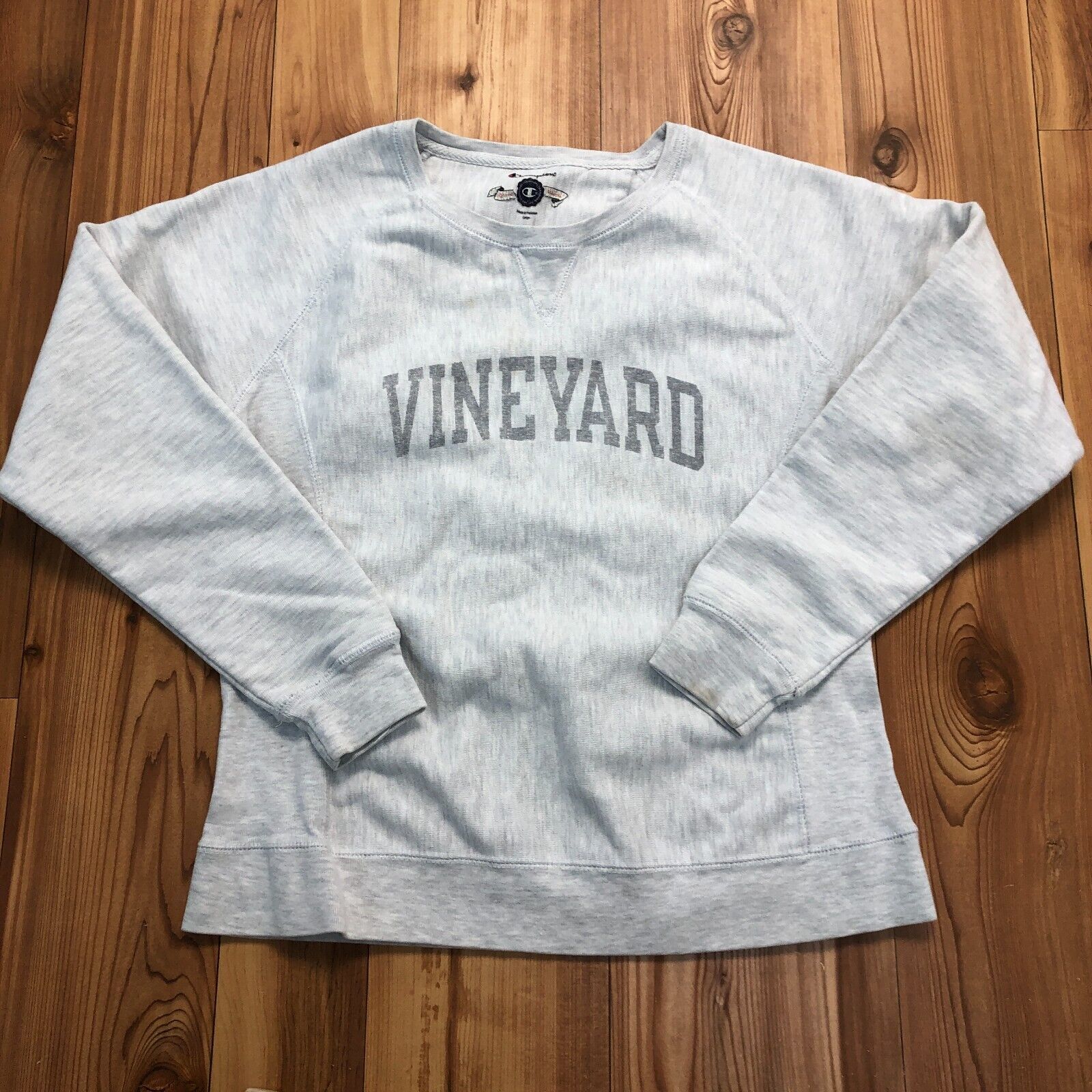Champion Gray Long Sleeve Vineyard Pullover Cotton Blend Sweatshirt Adult Size L