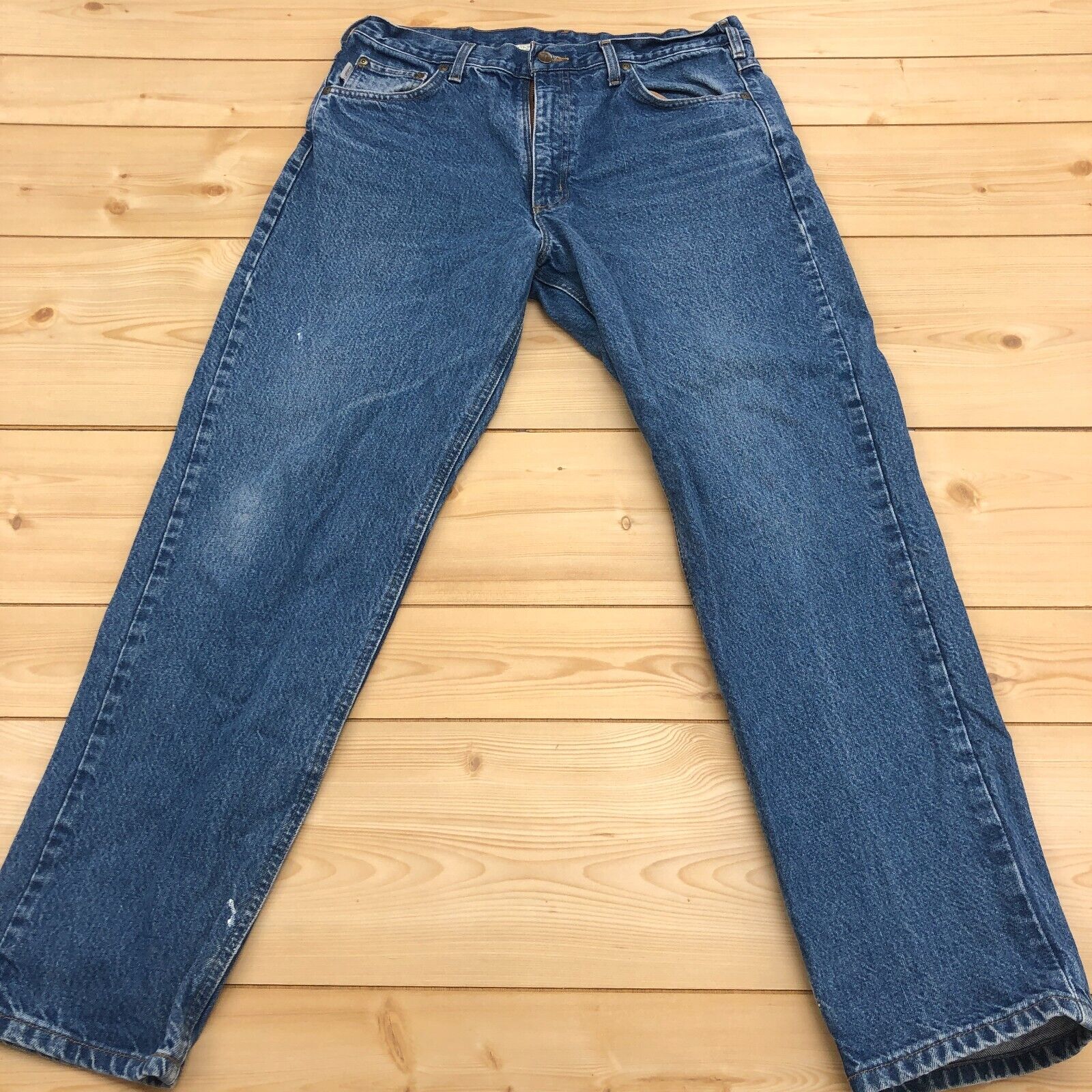 Vintage Carhartt Blue Mid Rise Relaxed Fit Straight Leg Jeans Men Size 36 X 32