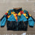 Vintage River Edge Multicolor Windbreaker High Collar Jacket Adult Size 2XL