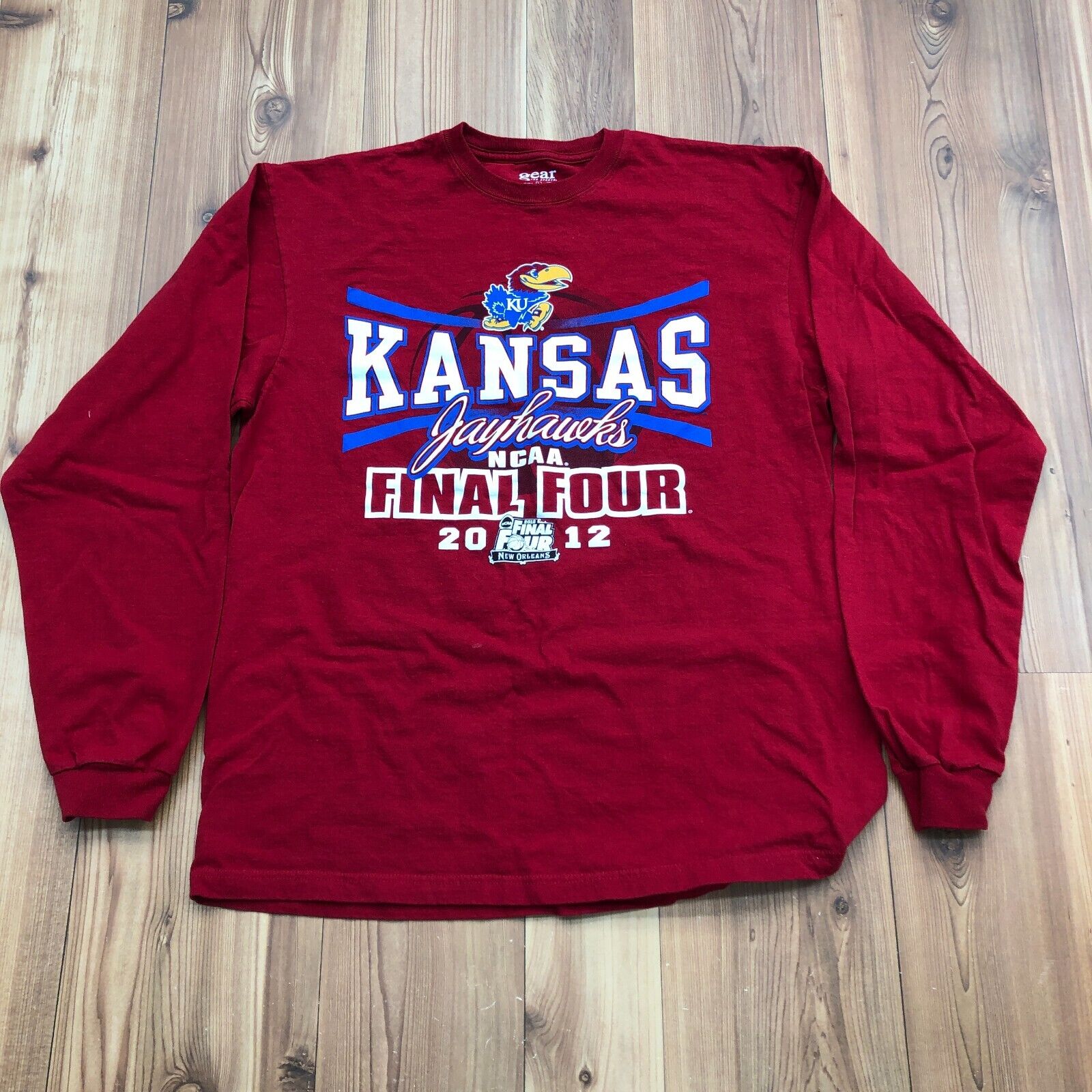 Gear For Sports Red Kansas Jayhawks NCAA Final Four 2012 T-Shirt Men Size L