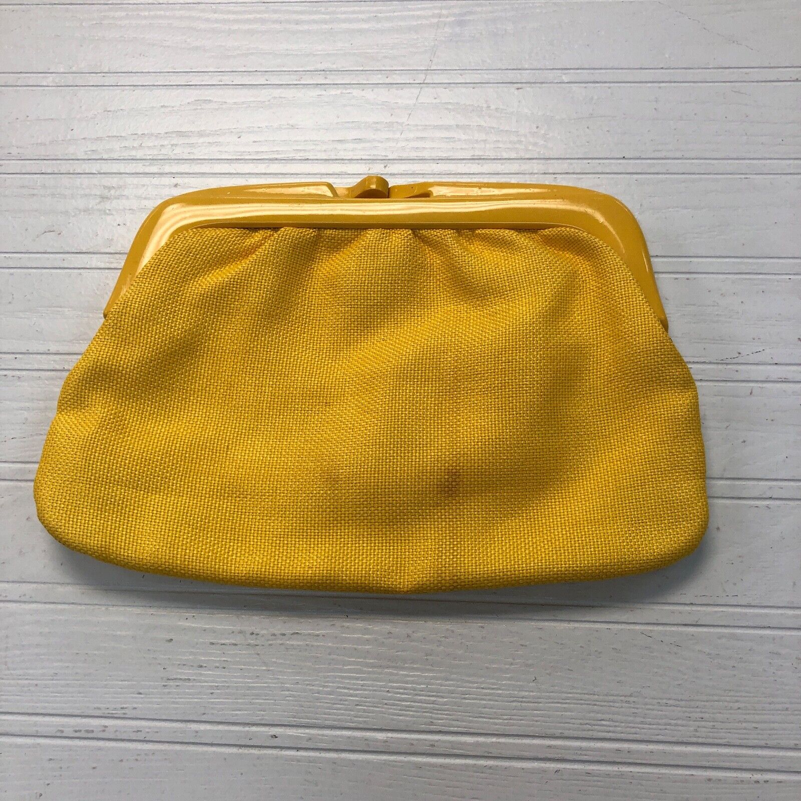 Yellow Canvas Solid Straw Casual Evening Clasp Clutch Small Bag Women's Purse