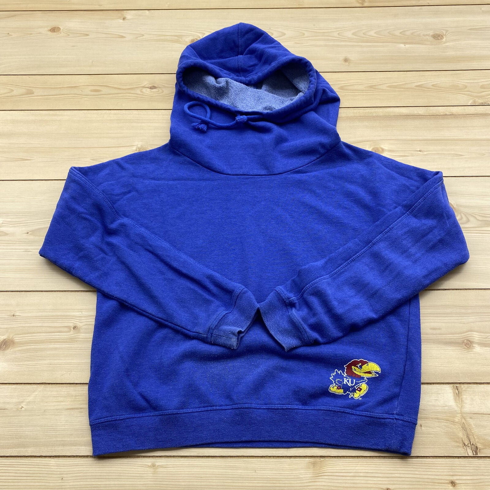 Colosseum Athletics Blue Kansas Jayhawks Cropped Sweatshirt Women Size L