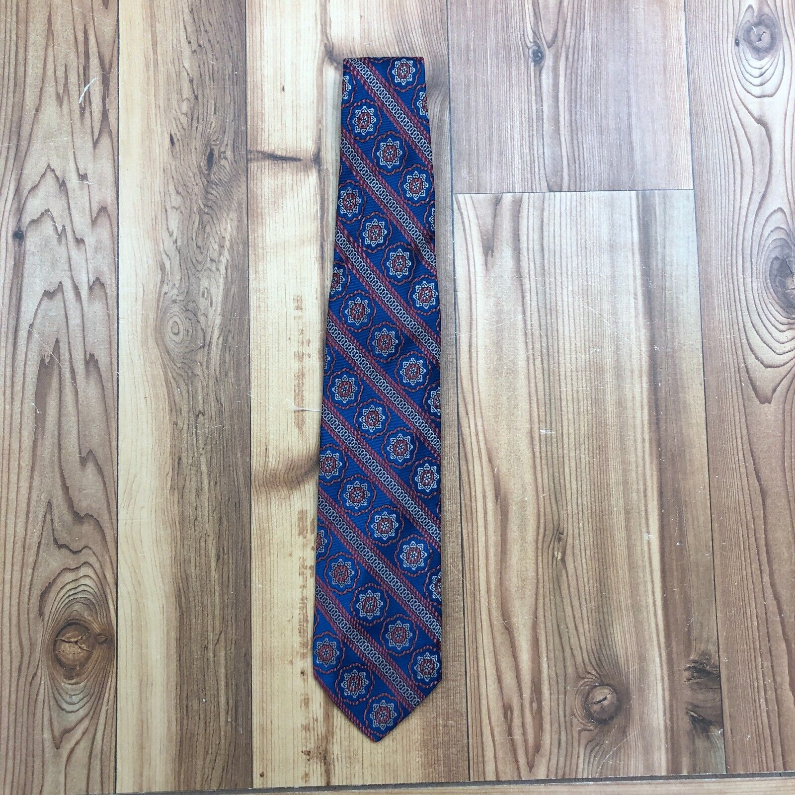 Woody's Red-Blue Paisley Pattern Polyester Tie Mens One Size