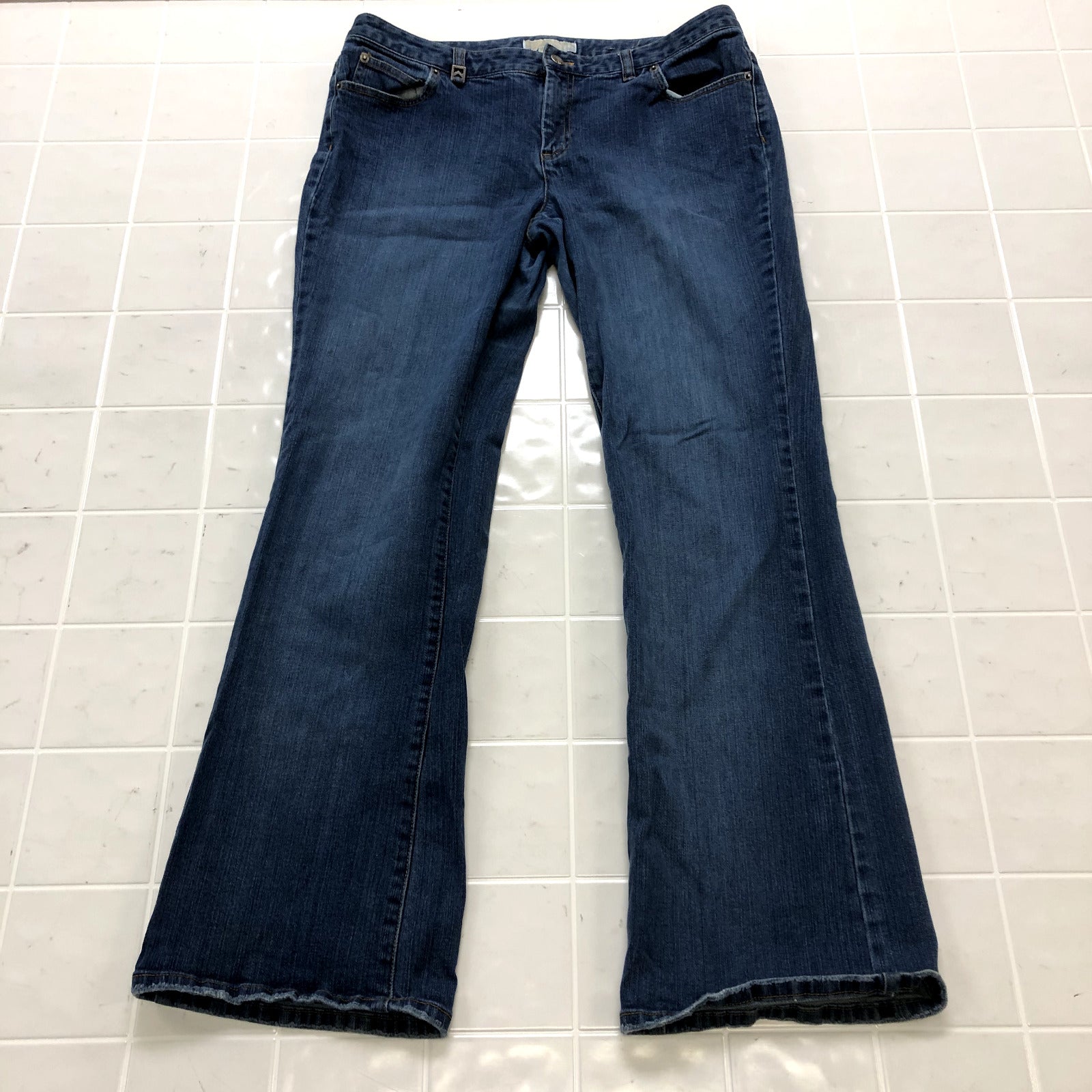Michael Kors Blue Denim Flat Front Chino Flared Regular Jeans Women's Size 14