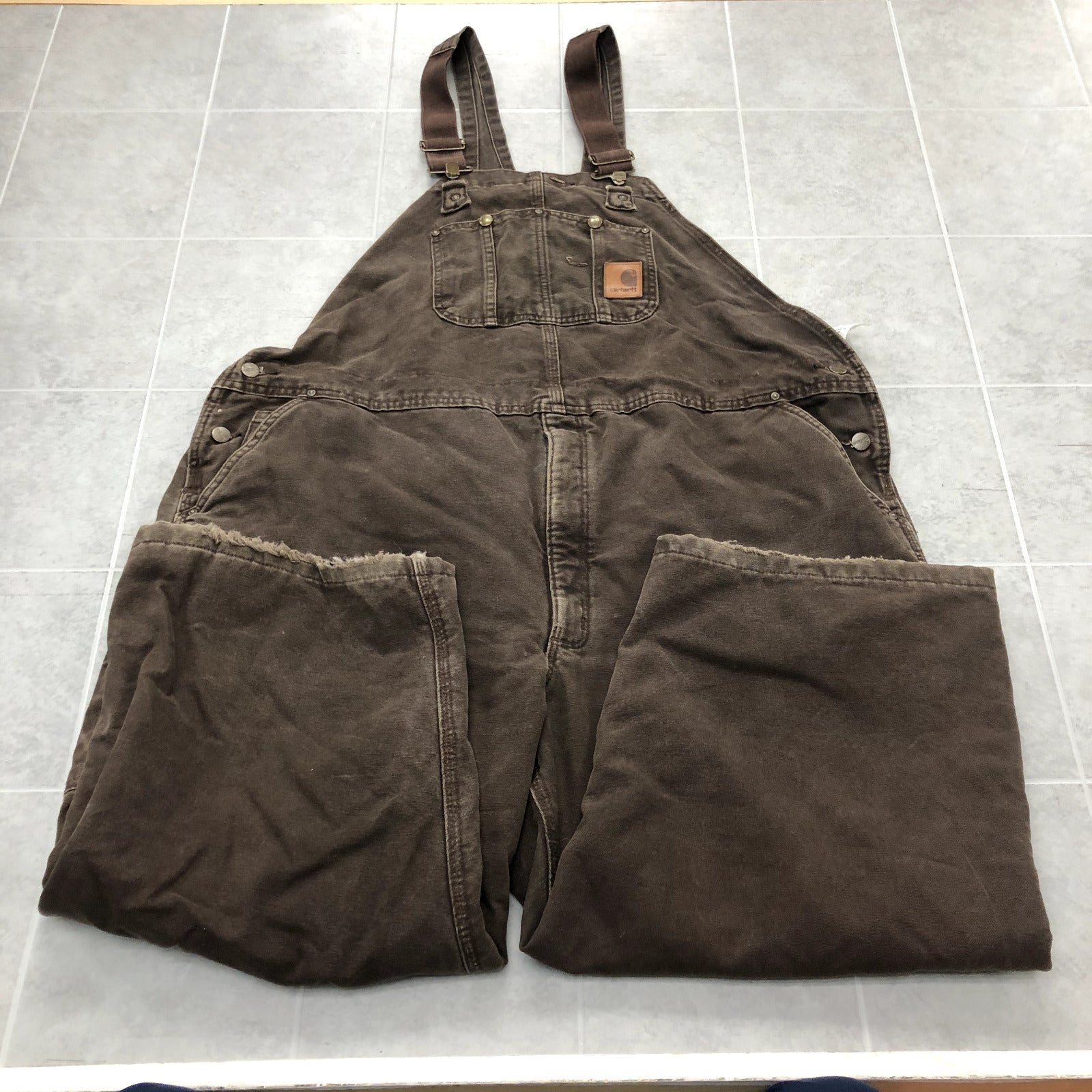 Vintage Carhartt Brown Straight Legged Insulated Overalls Adult Size 50 x 28