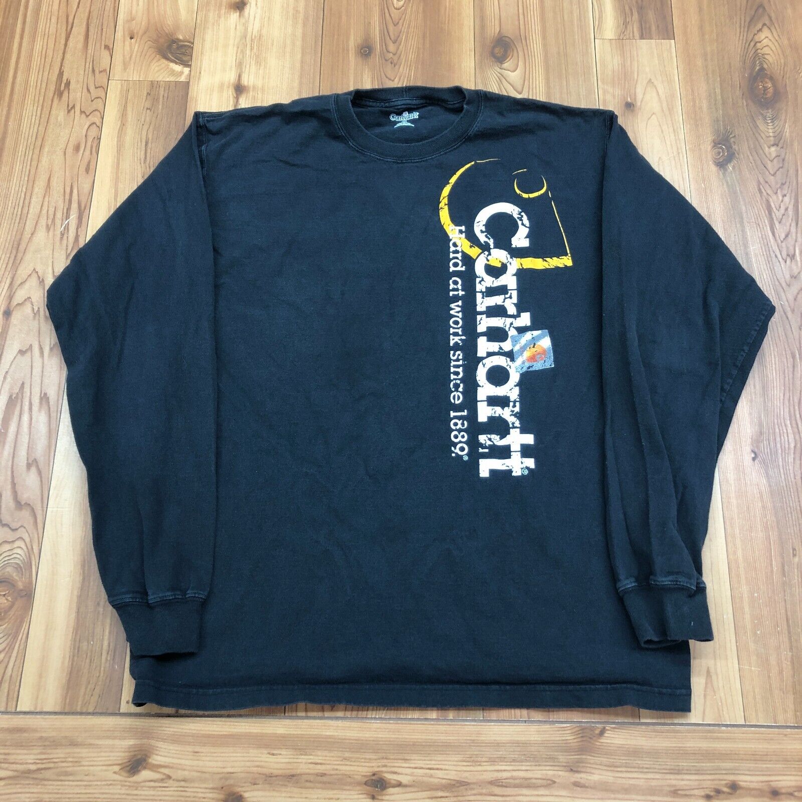 Carhartt Black Logo Graphic Long Sleeve Crew Neck Pullover Sweater Adult Size M