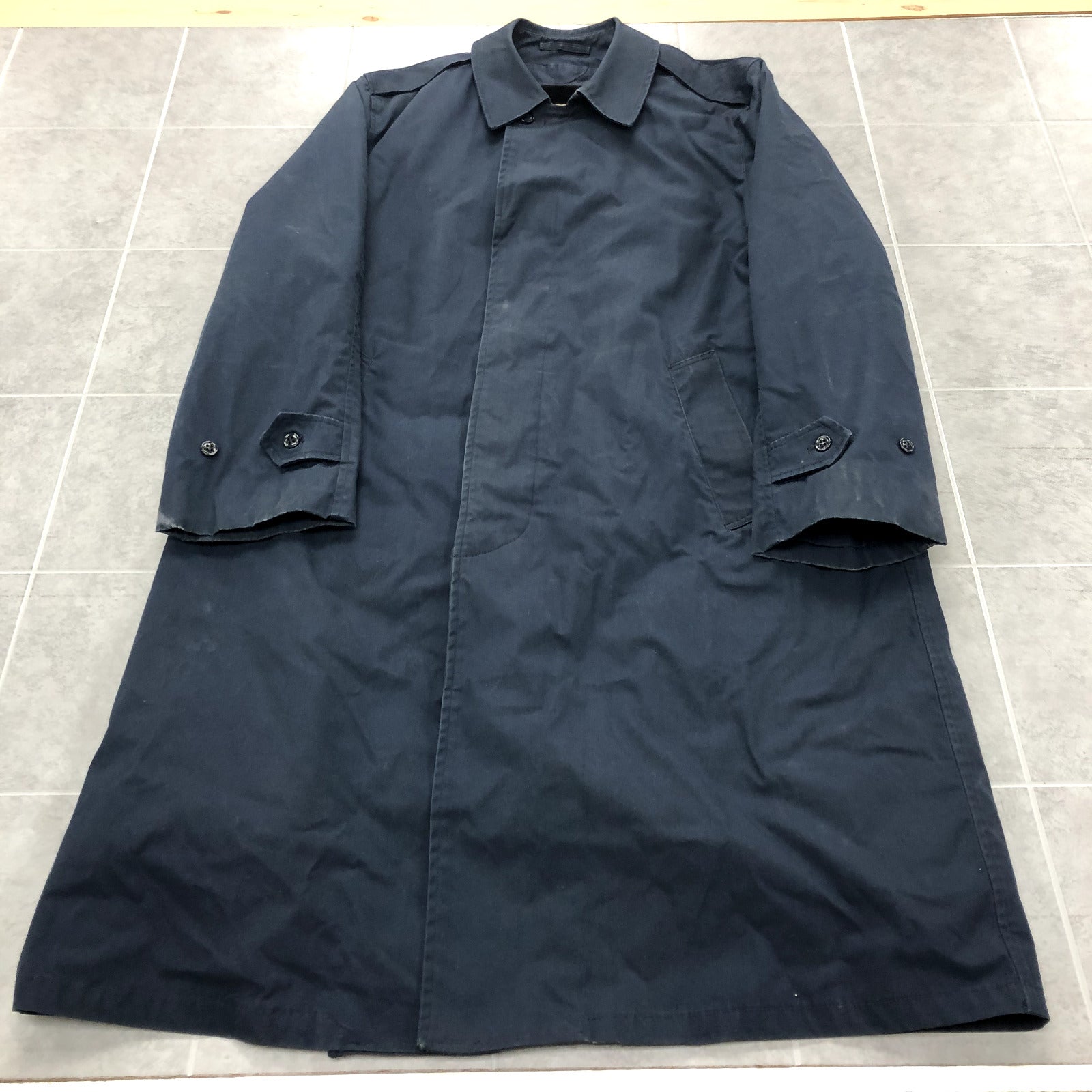 Vintage US Military Navy Long Sleeve Button Up Lined Trench Coat Adult Size 42L