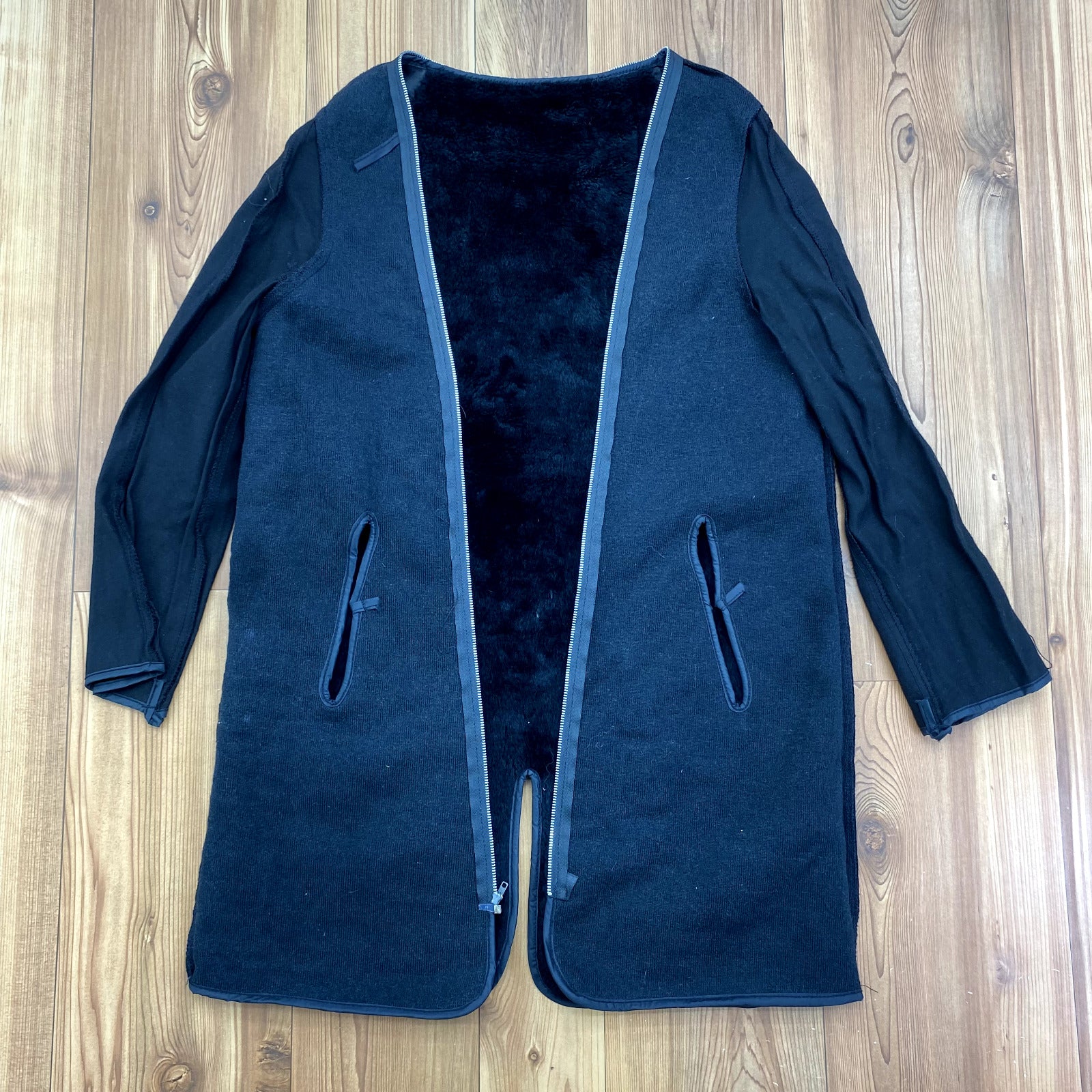 Vintage Centre Mfg. Black All Weather Coat Faux Fur Liner Women s Size 12R