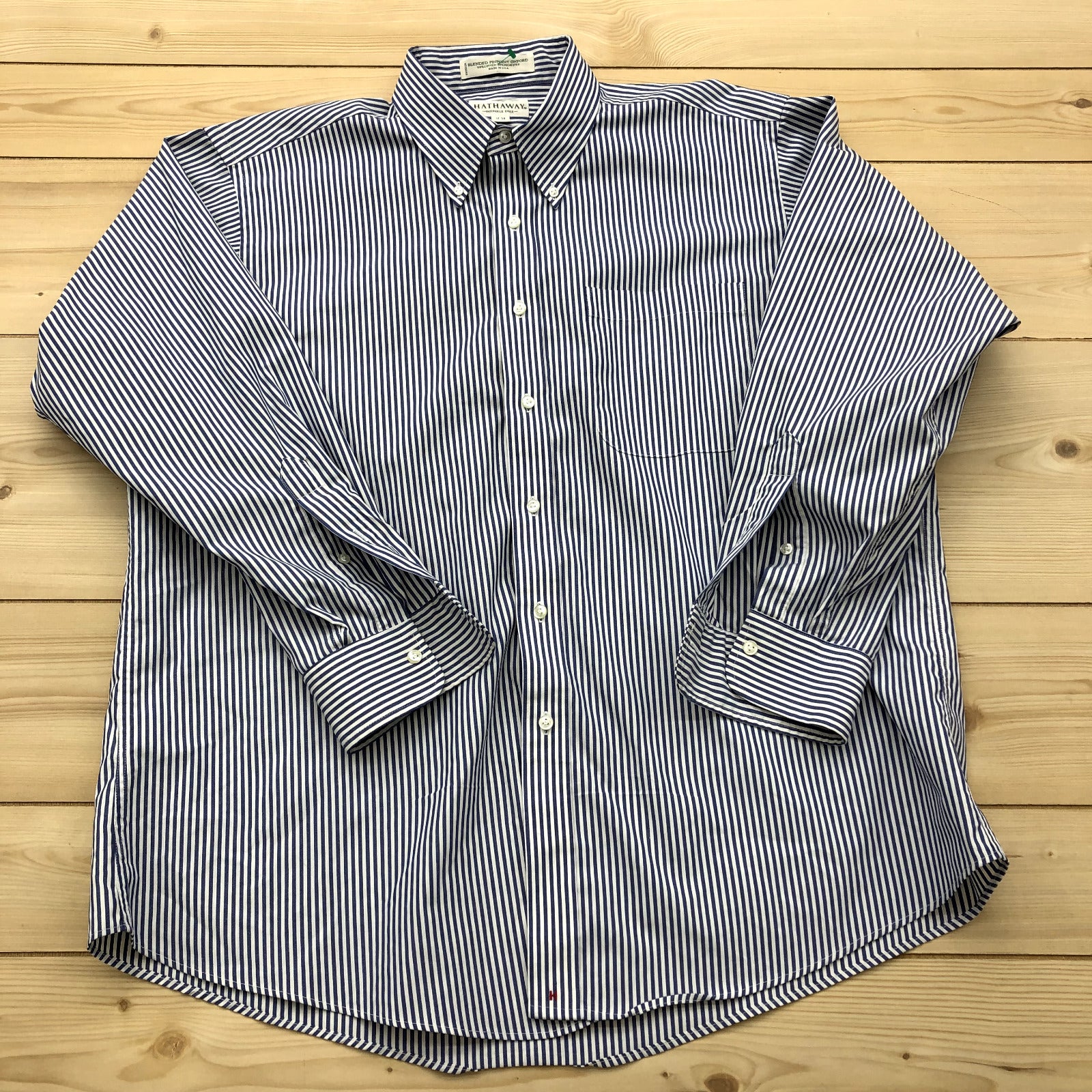 Vintage Hathway Multicolor Stripe Single Pocket Button Up Shirt Adult Size 17-34