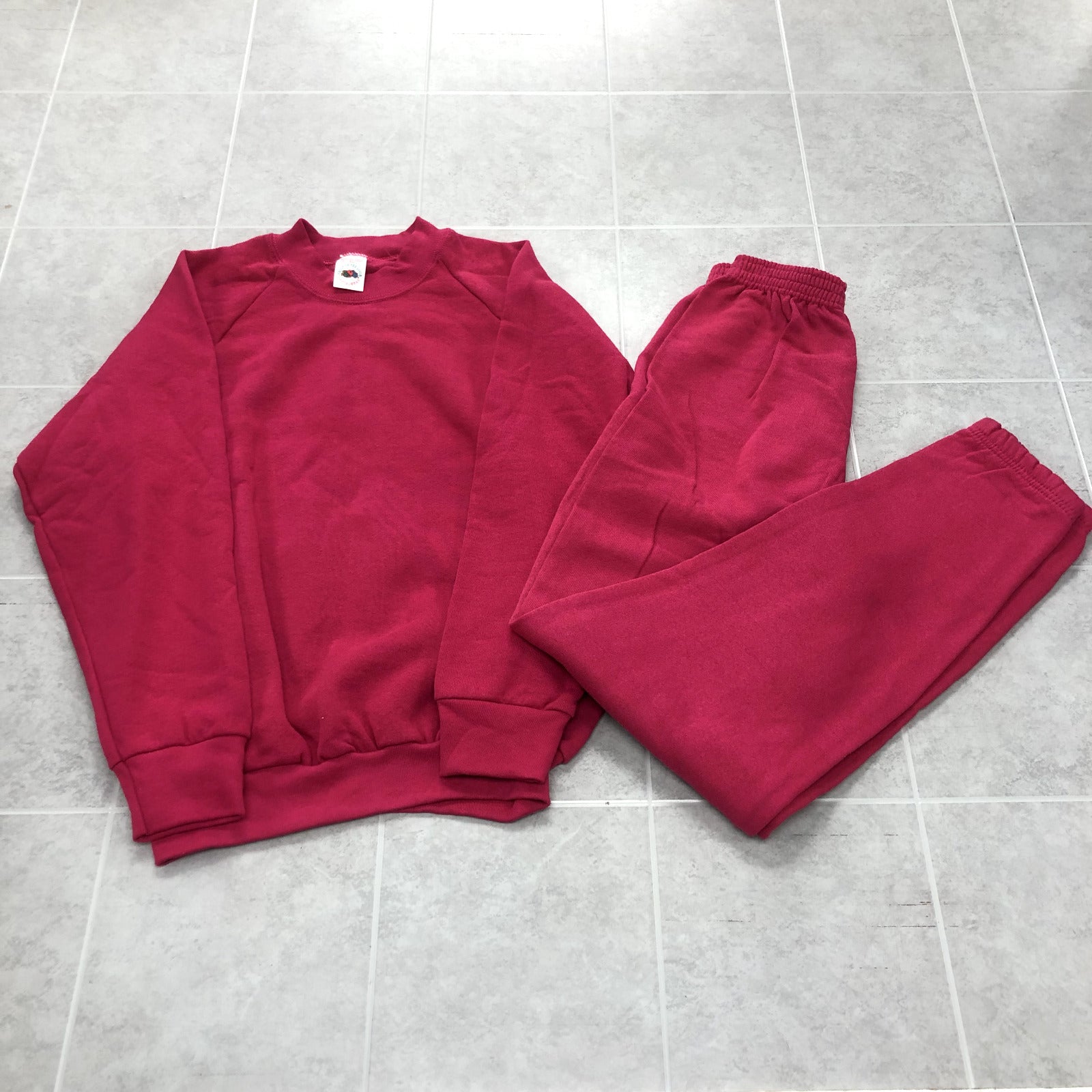 Vintage FOTL Pink Long Sleeve Crew Neck Sweatshirt Set Womens S