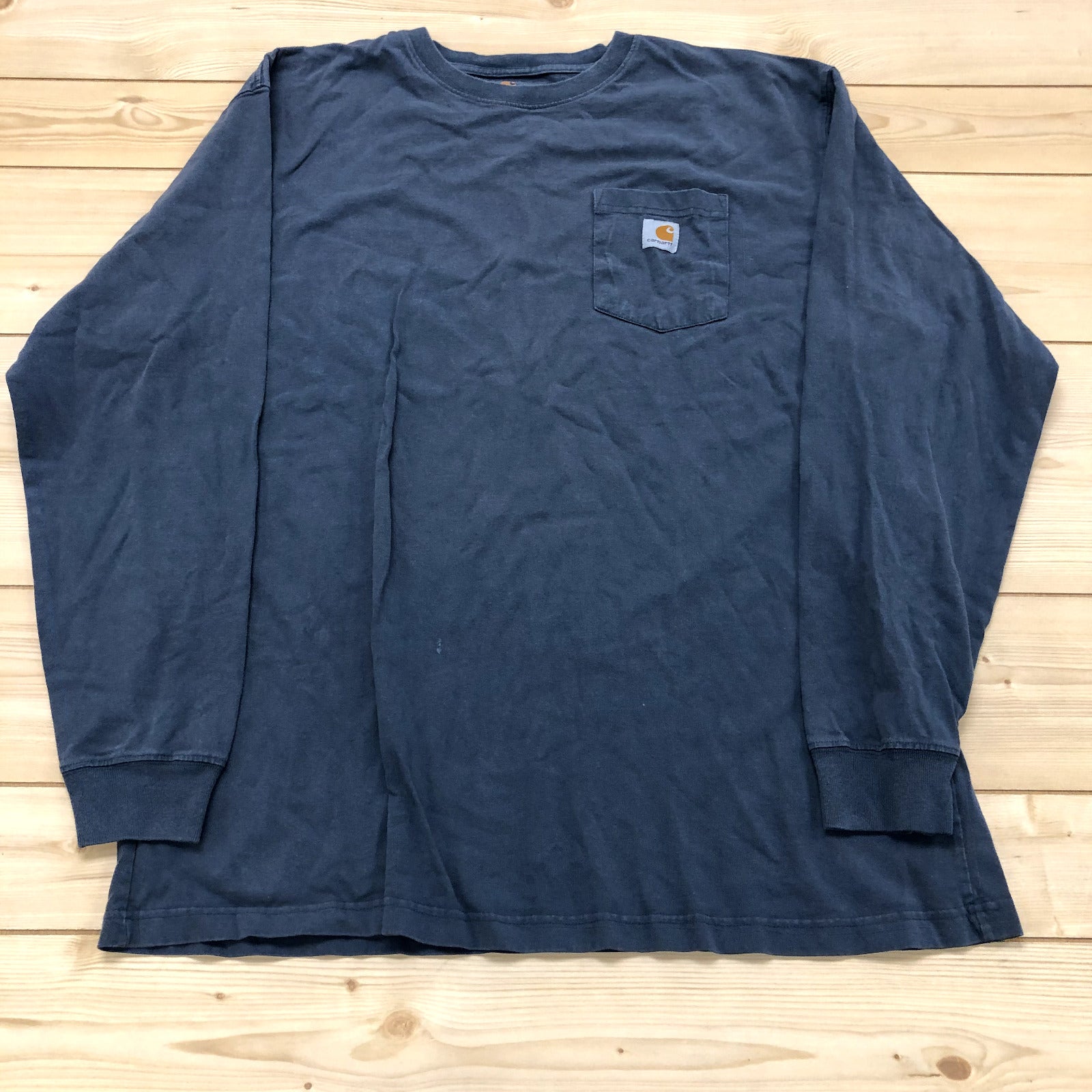Carhartt Blue Logo Long Sleeve Crew Neck T-shirt Adult Mens Size XL Tall
