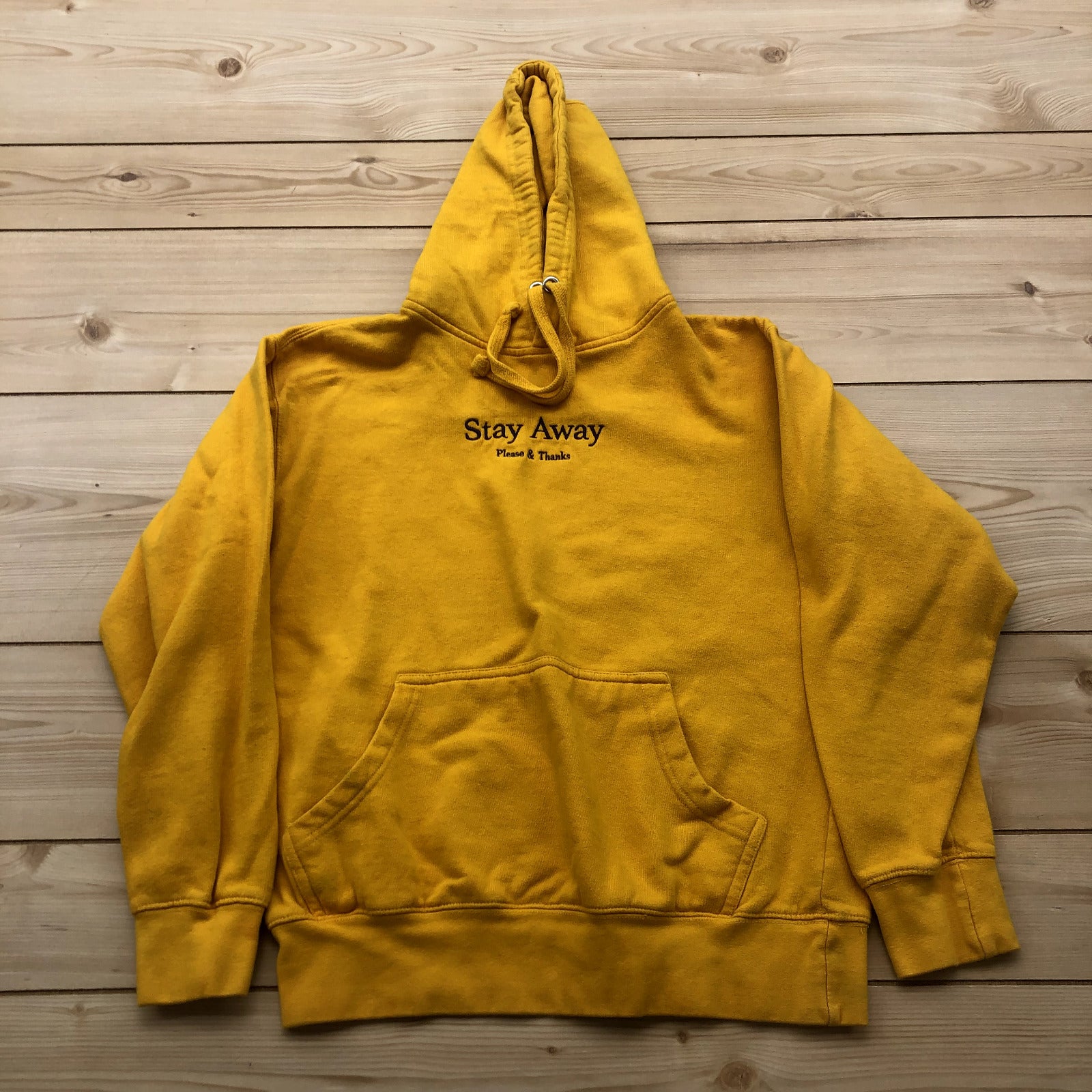 Smart Blanks Yellow Stay Away Please Long Sleeve Pullover Hoodie Adult Size S