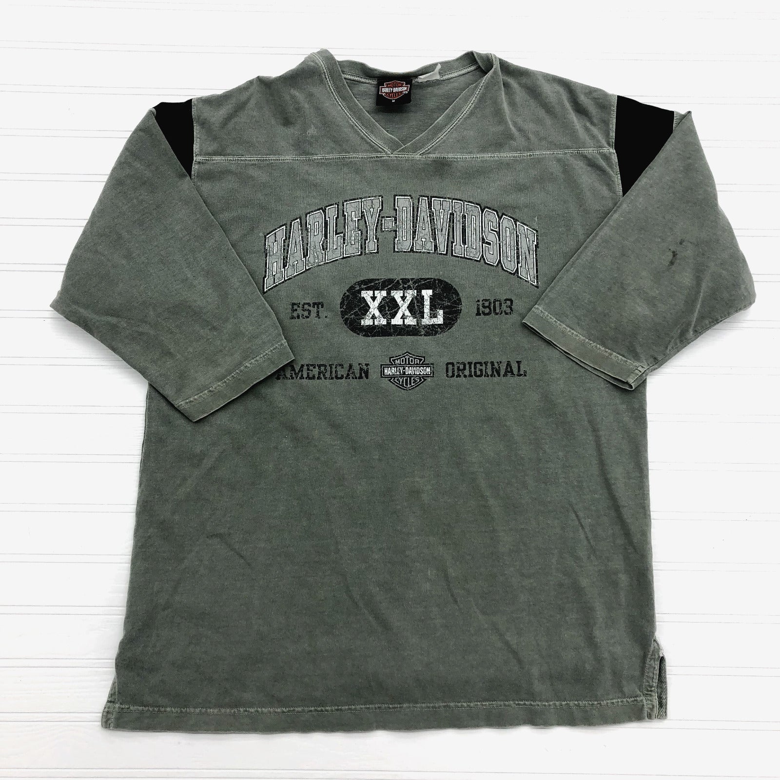 Vintage Harley Davidson Stone Green Kansas City University T-Shirt Adult Size M*