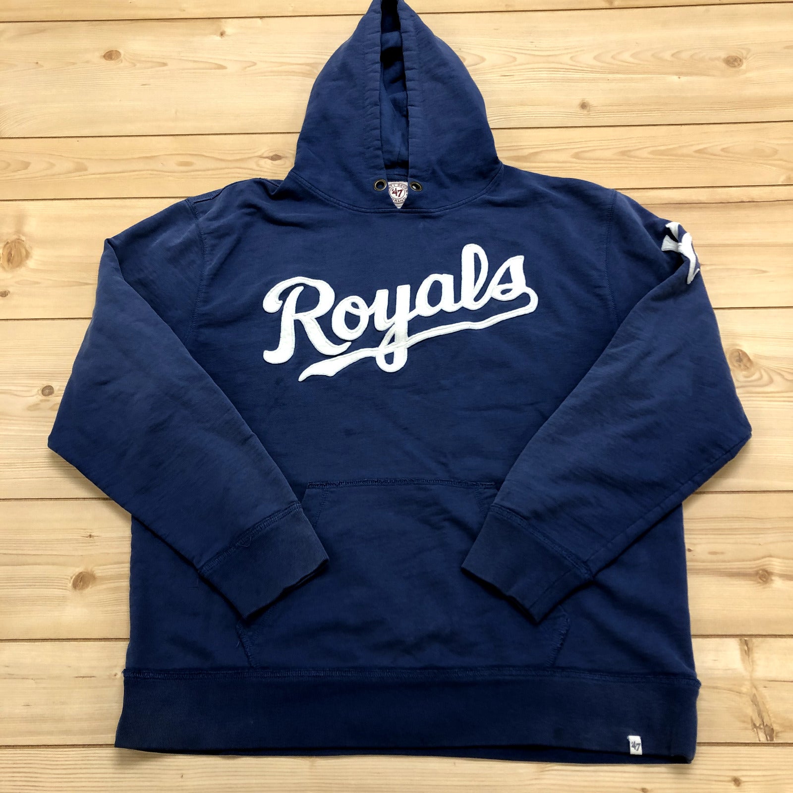 '47 Brand Blue Embroidered Kansas City Royals Cotton Hoodie Adult Size XL