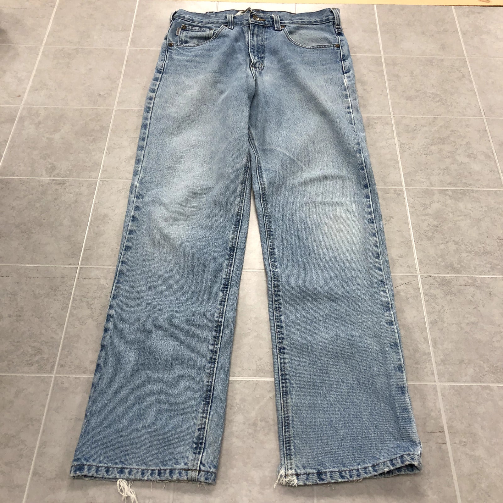 Vintage Carhartt Blue Straight Legged Mid-Rise Denim Jeans Adult Size 32 x 34