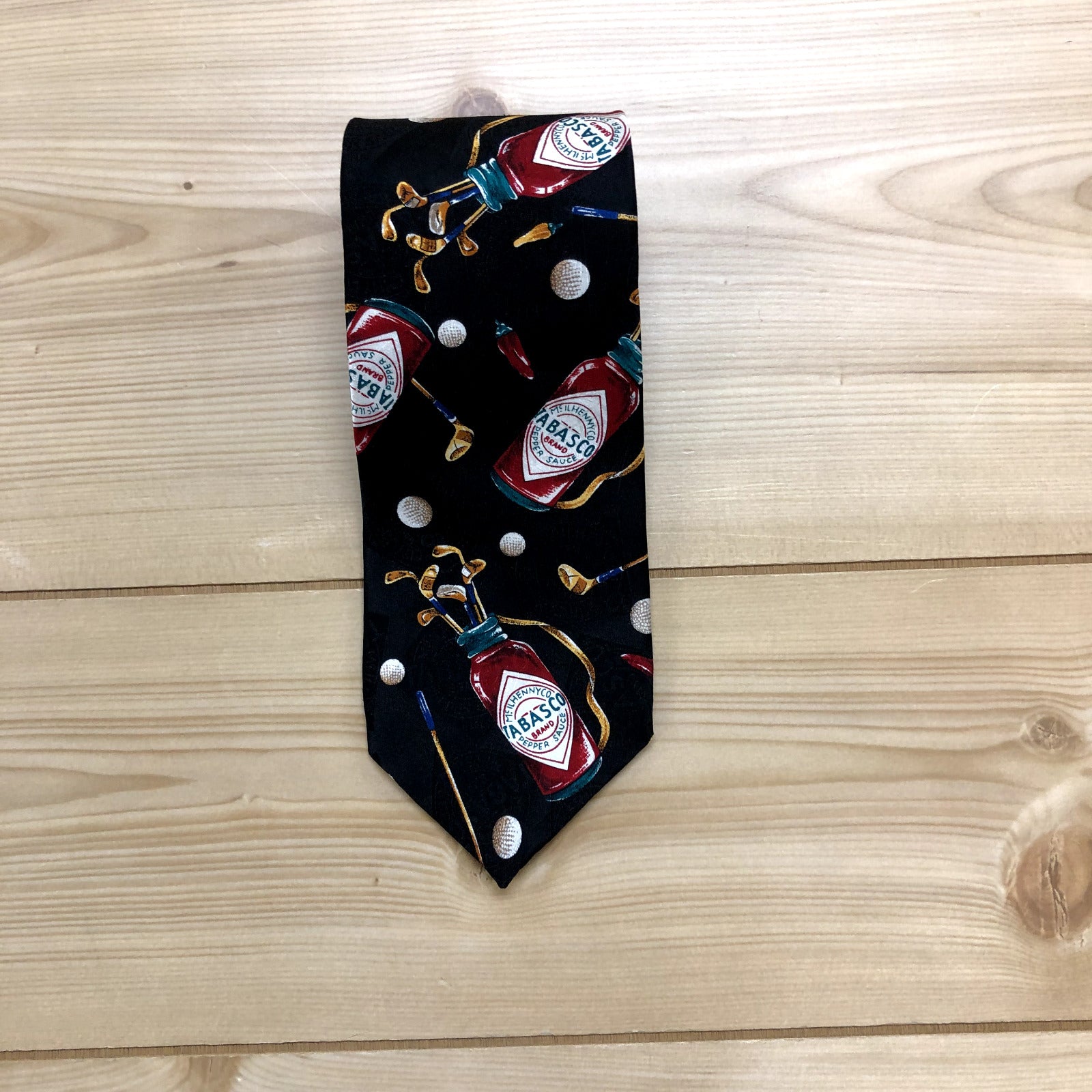 Tabasco Black Graphic Regular Silk Pointed Neck Tie Mens One Size Fits All